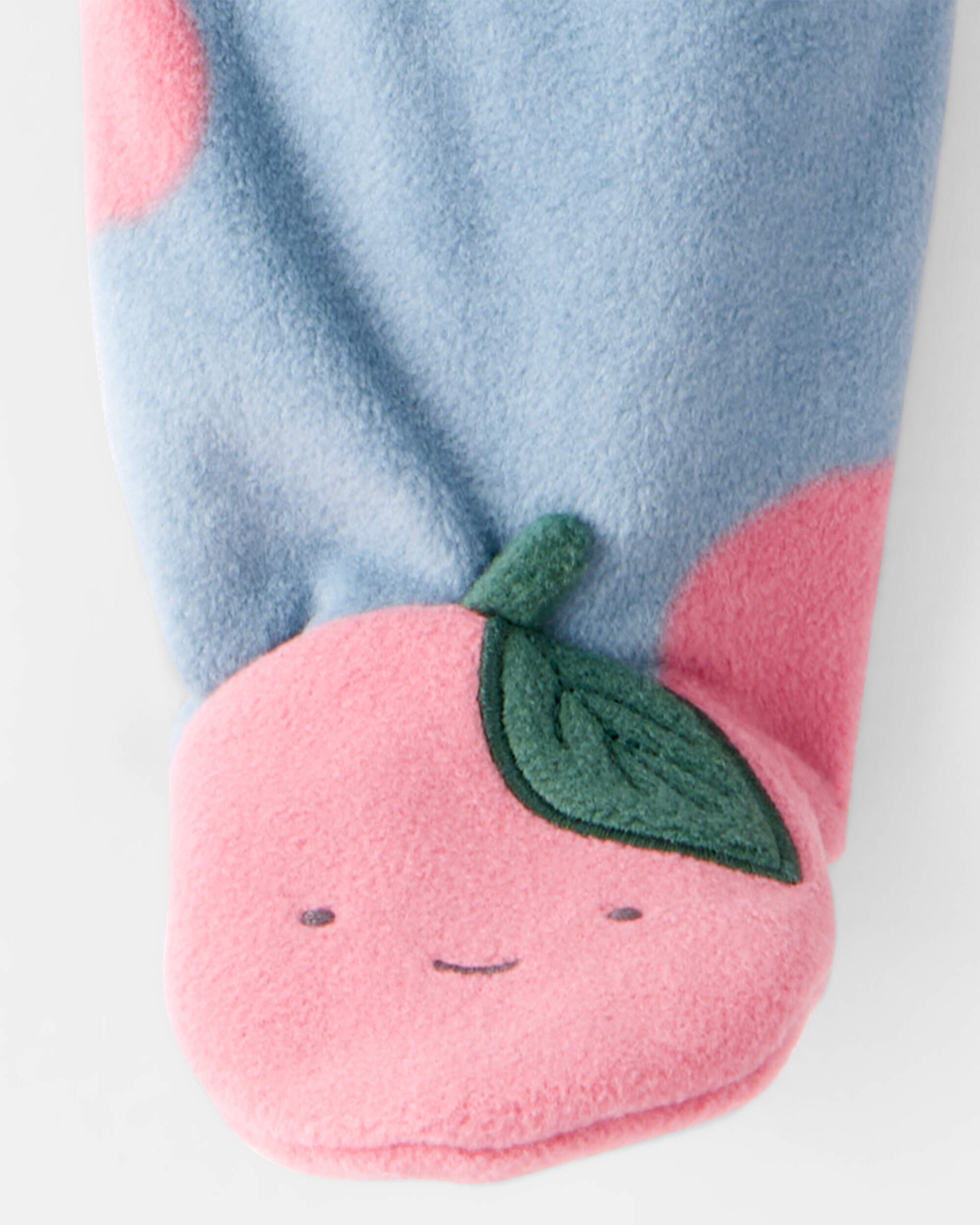 Baby Girl Apple Print Loose Fit Long-Sleeve Sleeper- Blue