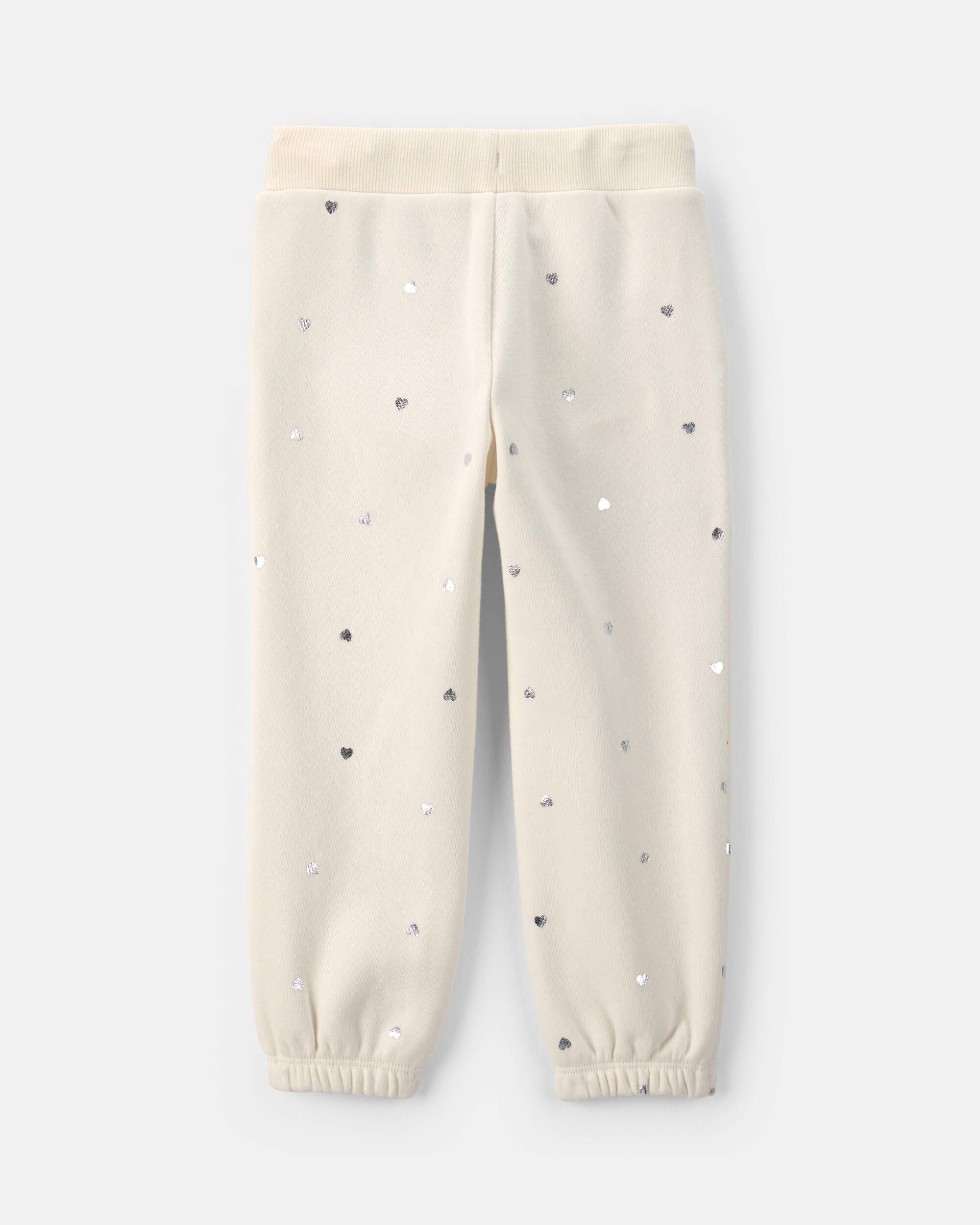 Toddler Girl Polka Dot Fleece Joggers - Cream