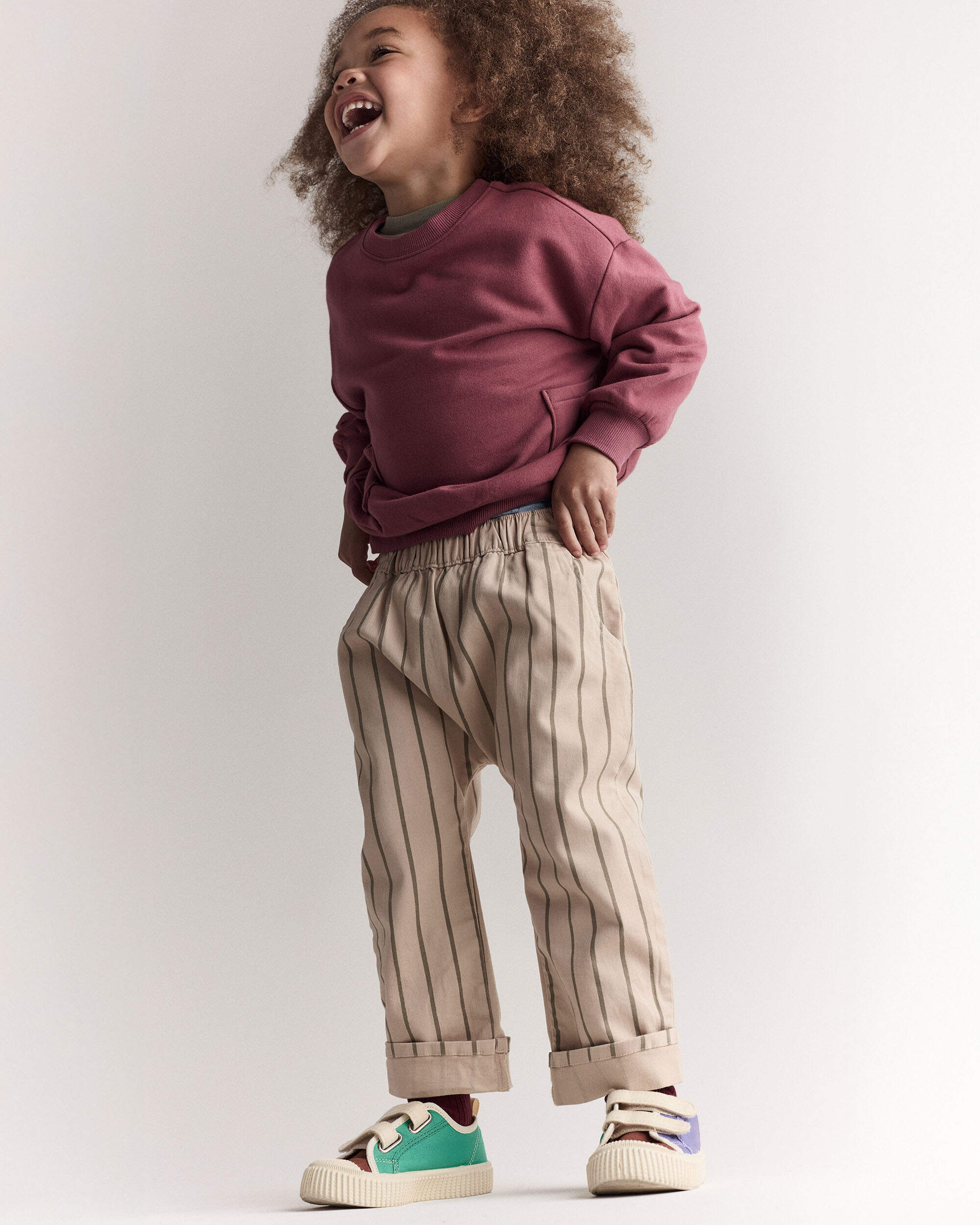 Toddler Striped Playground Pant - Beige/Olive