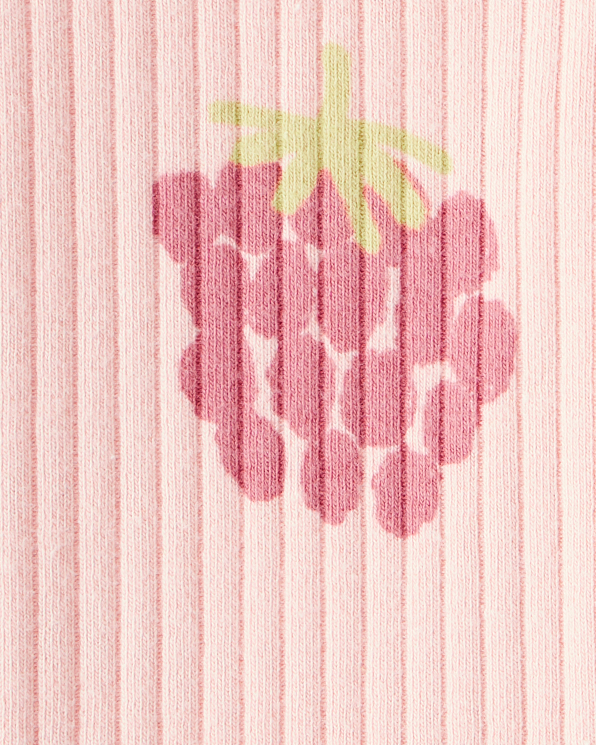 Baby Girl Raspberry Print Cotton Pull-On Pants - Pink