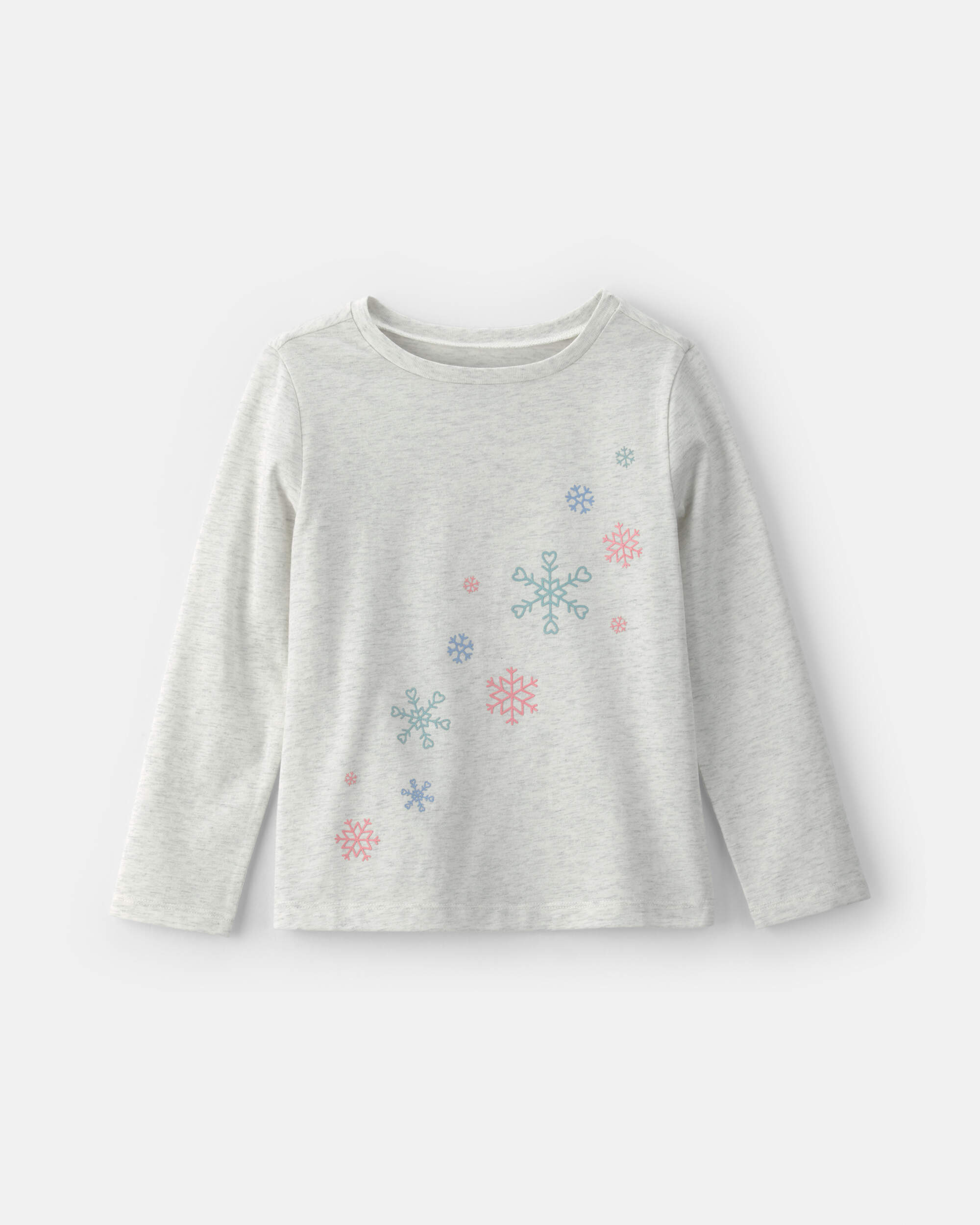 Girls Snowflake Long-Sleeve Graphic Tee - Grey