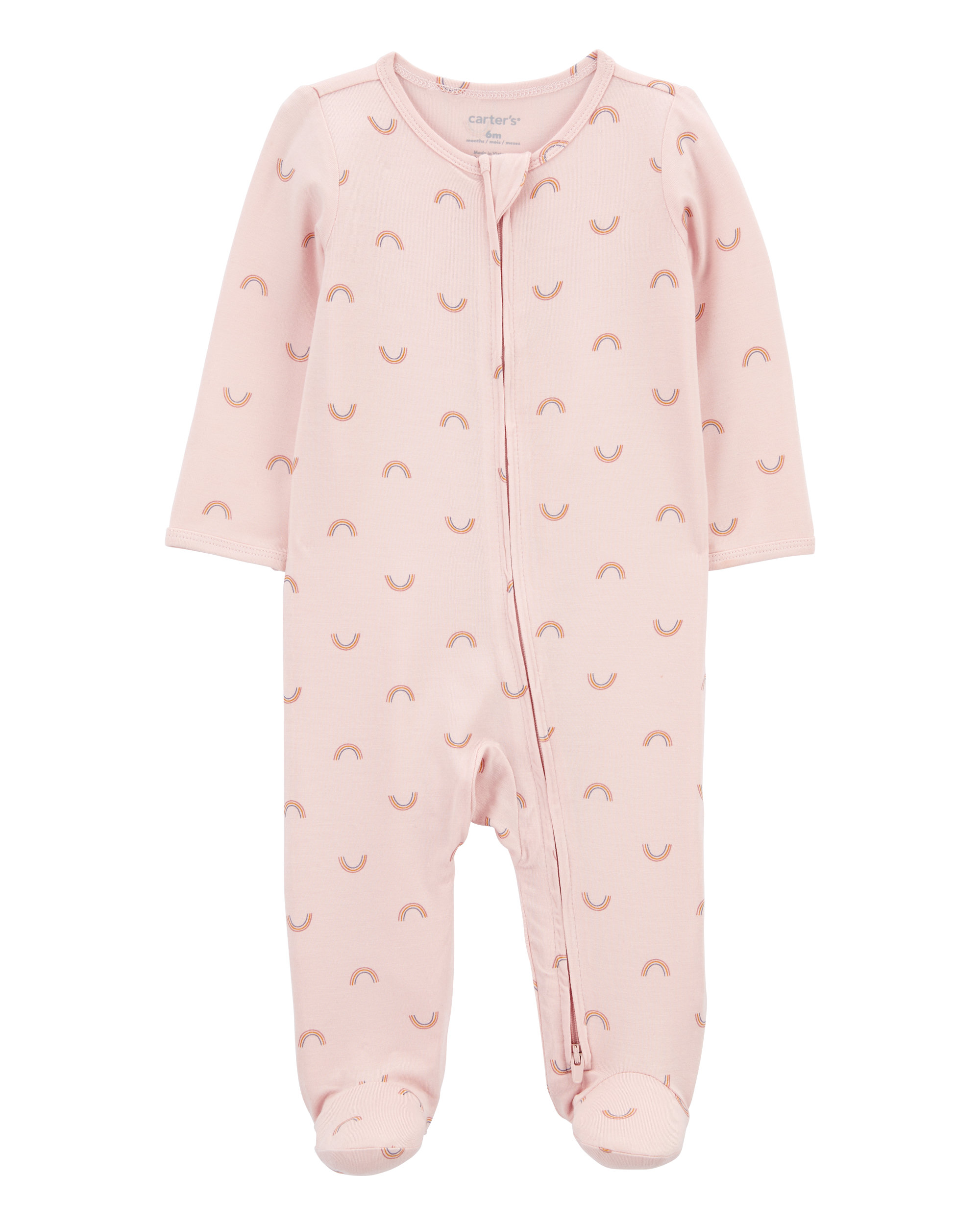 Pink Baby Girl Rainbow Zip-Up PurelySoft Sleeper Pyjamas
