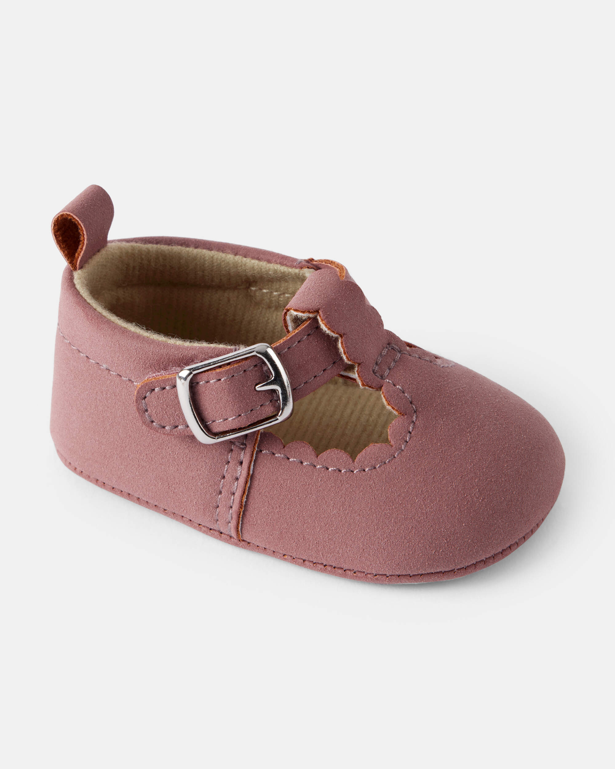 Baby Girl Scallop Edge Buckle Shoes - Pink