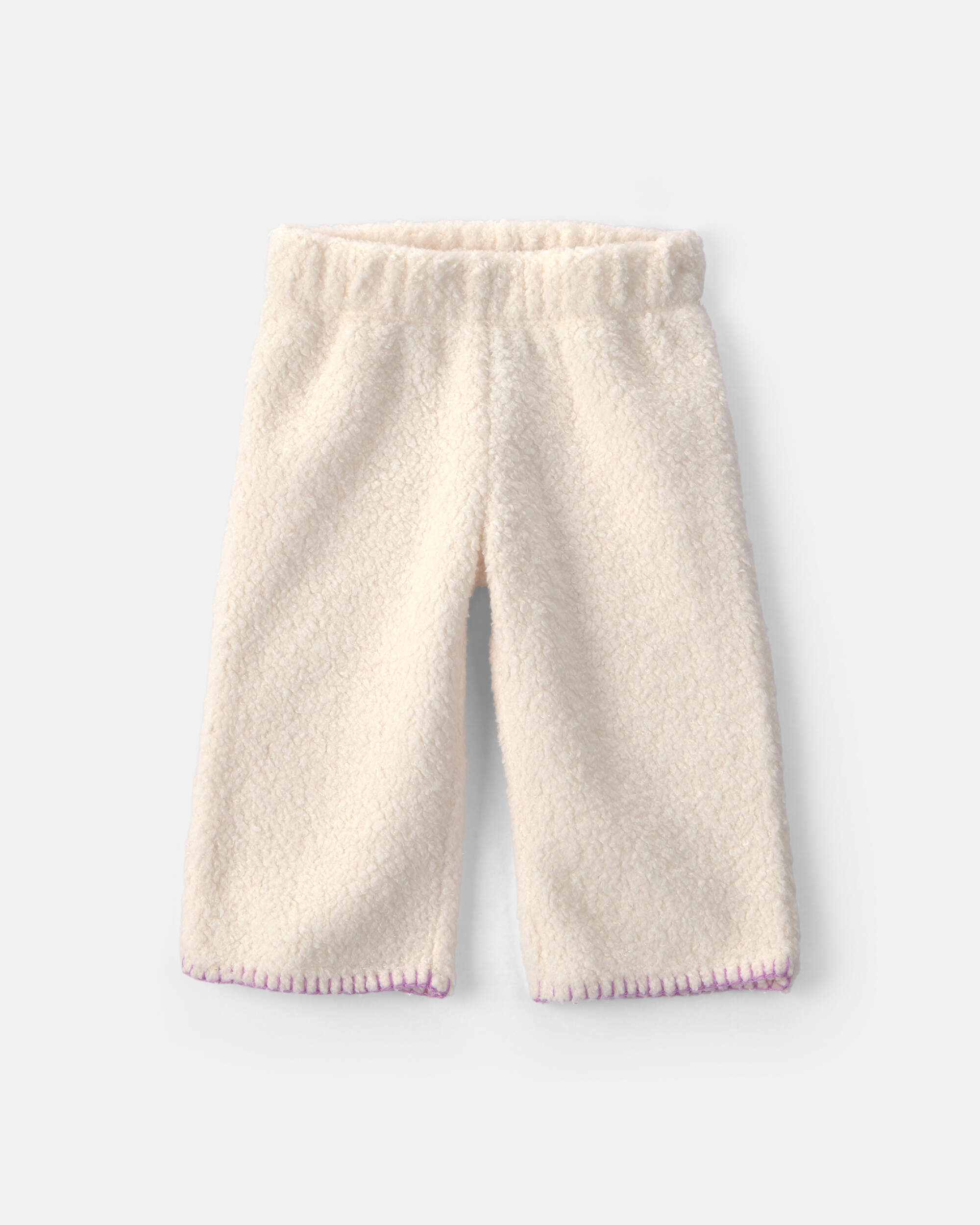 Baby Girl 3-Piece Fleece Long-Sleeve Layering Set - Cream/Purple