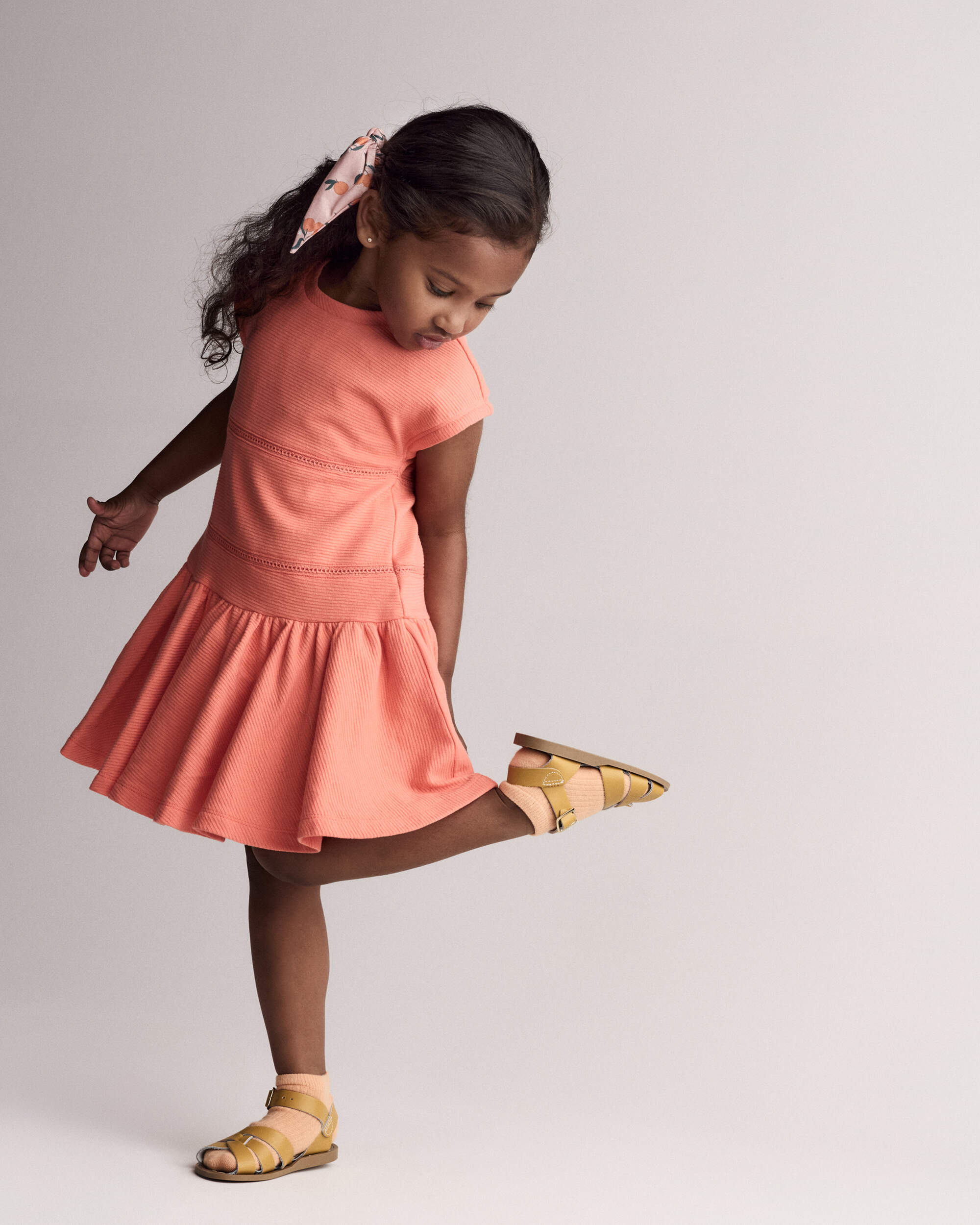 Toddler Girl Drop Waist Short-Sleeve Dress - Orange