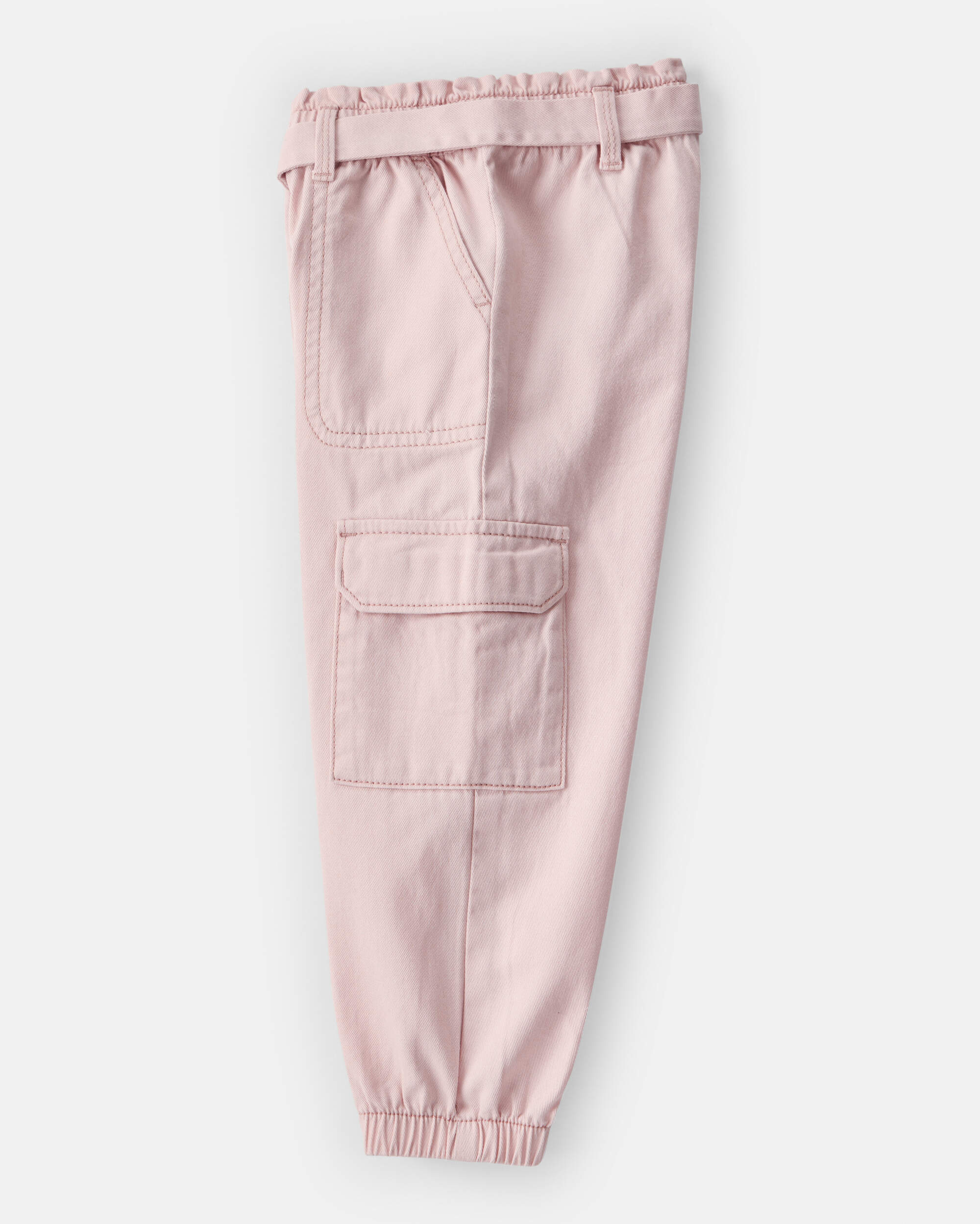 Toddler Girl Cotton Cargo Joggers - Pink