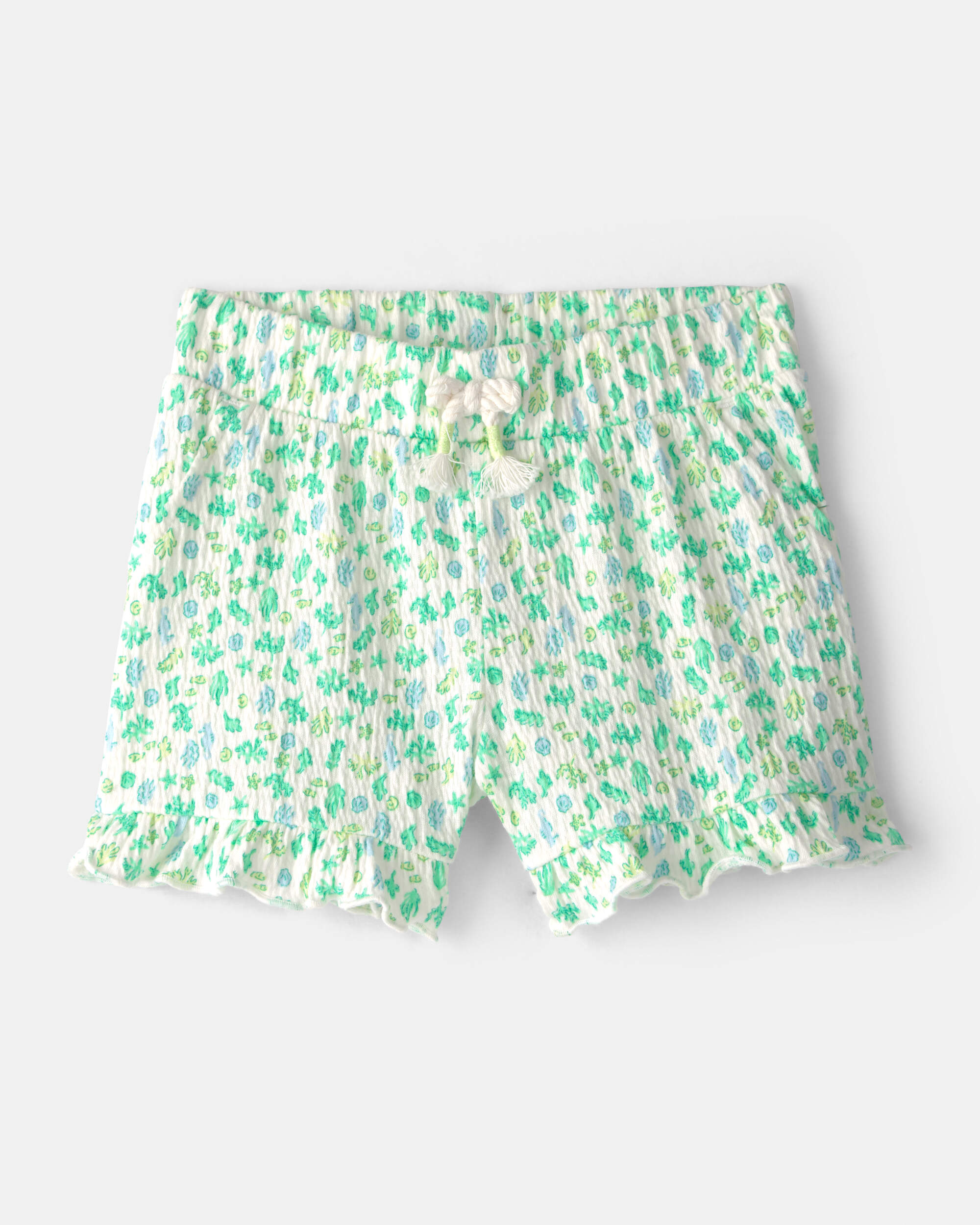 Baby Girl Floral Pull-On Shorts - Green