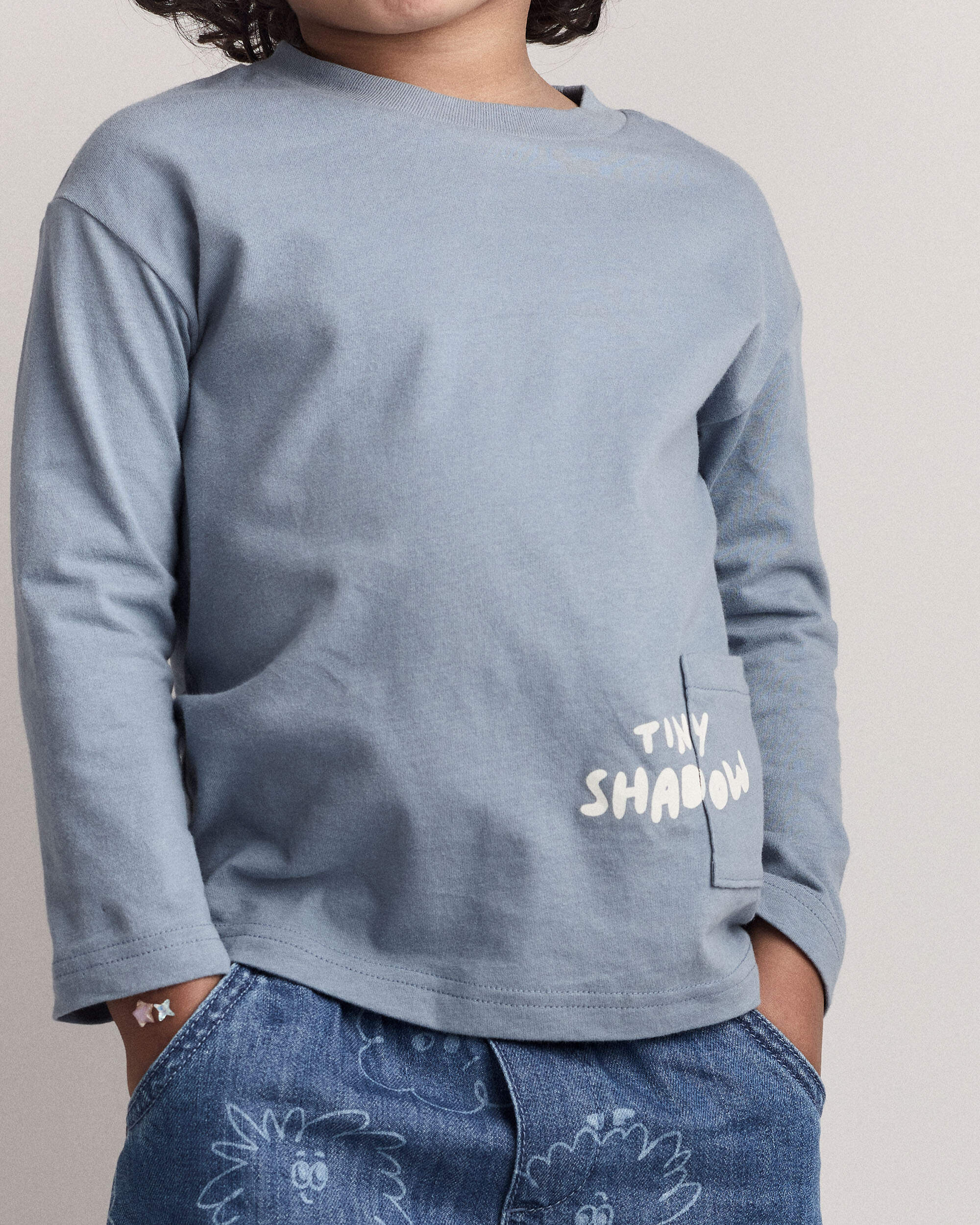 Toddler Tiny Shadow Long-Sleeve Pocket Graphic Tee - Blue