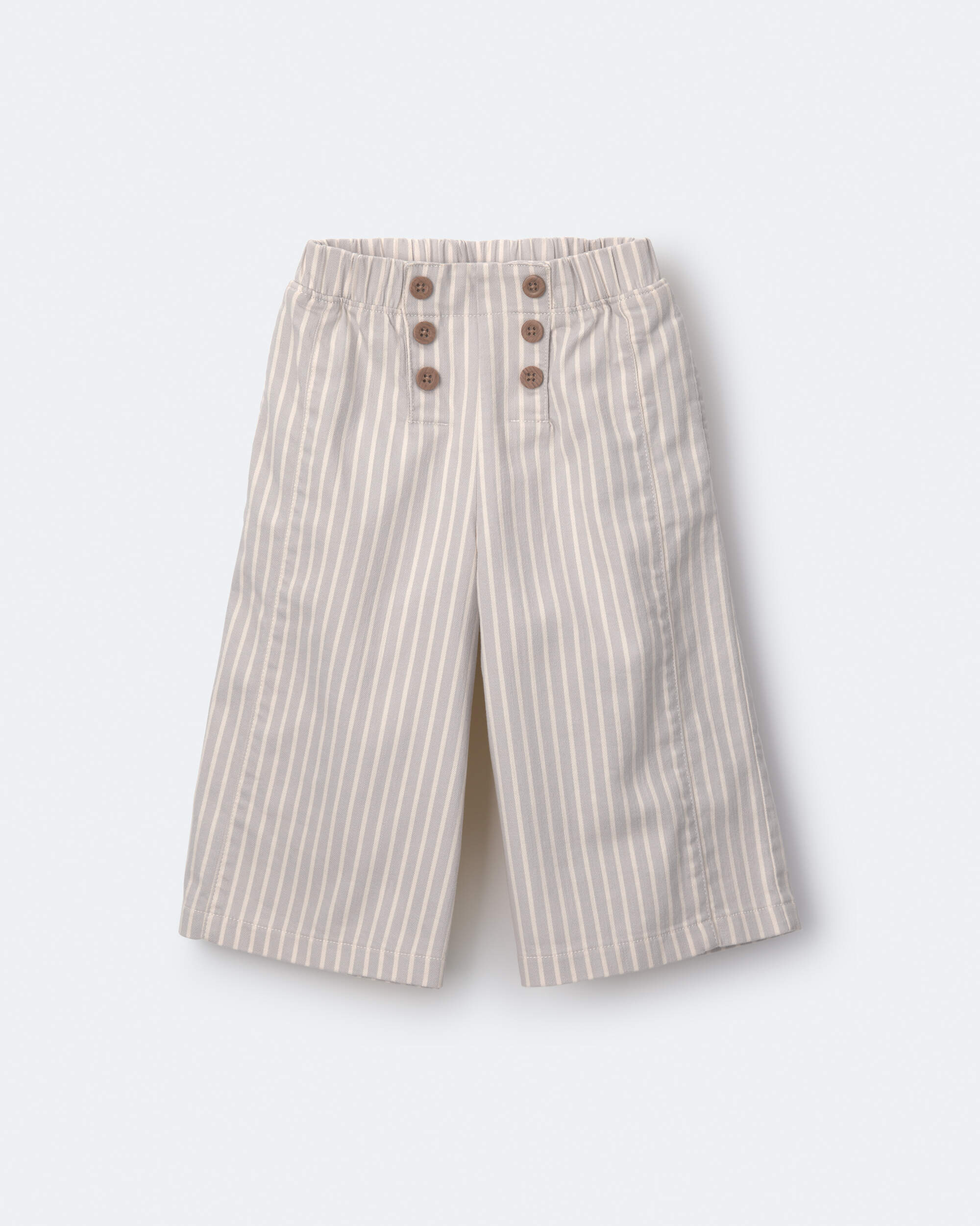 Toddler Girl Sailor Pant Stripes - Cream/Grey