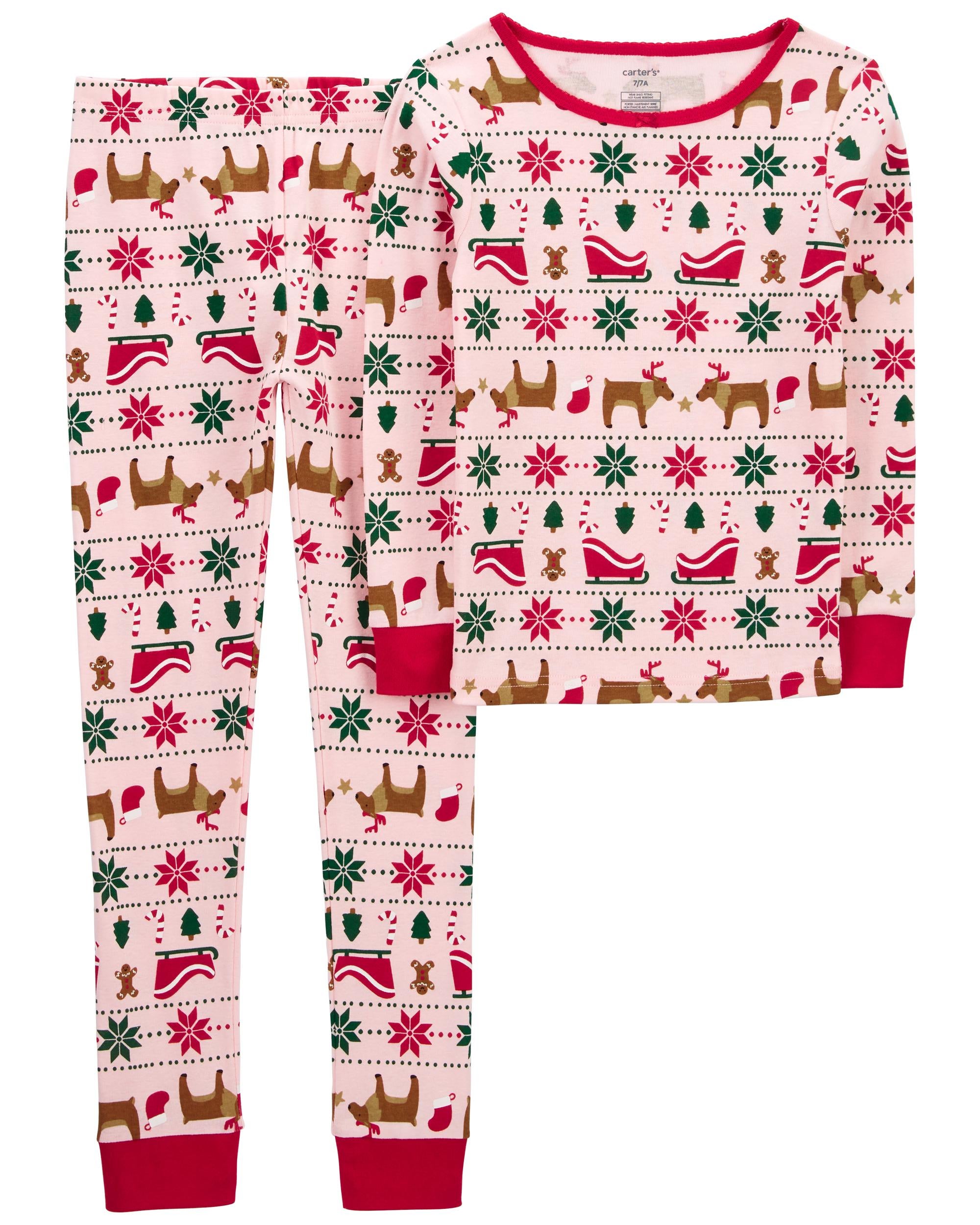 2 Piece Christmas Fair Isle 100 Snug Fit Cotton Pyjamas