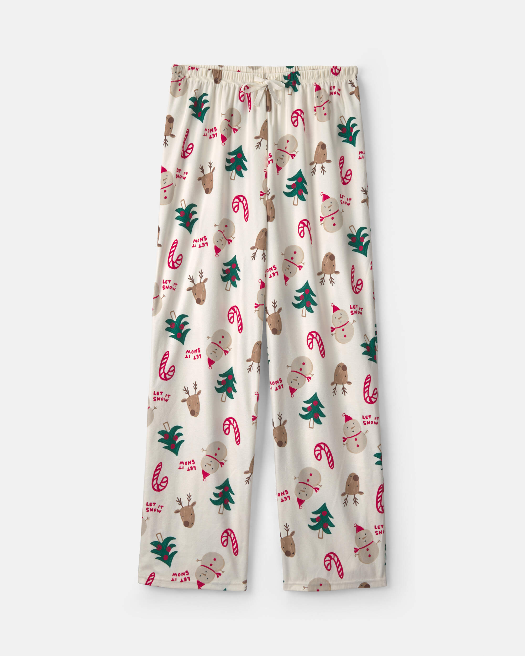 Adult Christmas Icon Fleece Loose Fit Pyjama Bottoms - Cream