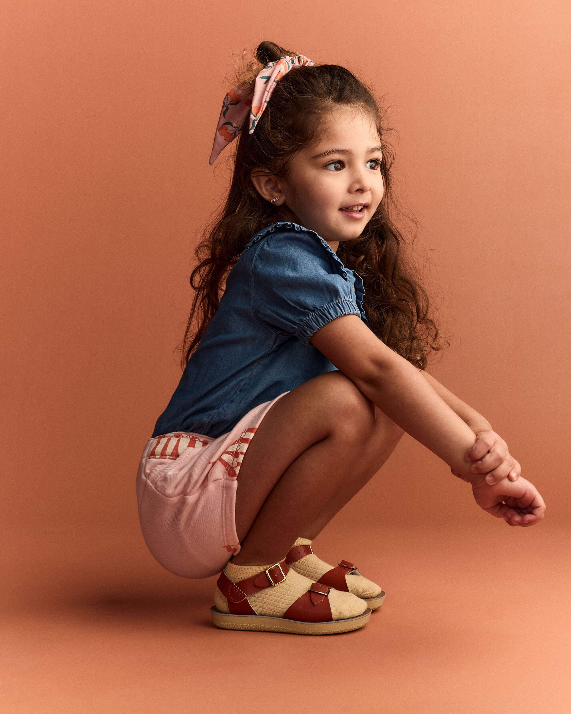 Toddler Girl Peter Pan Collar Top Chambray