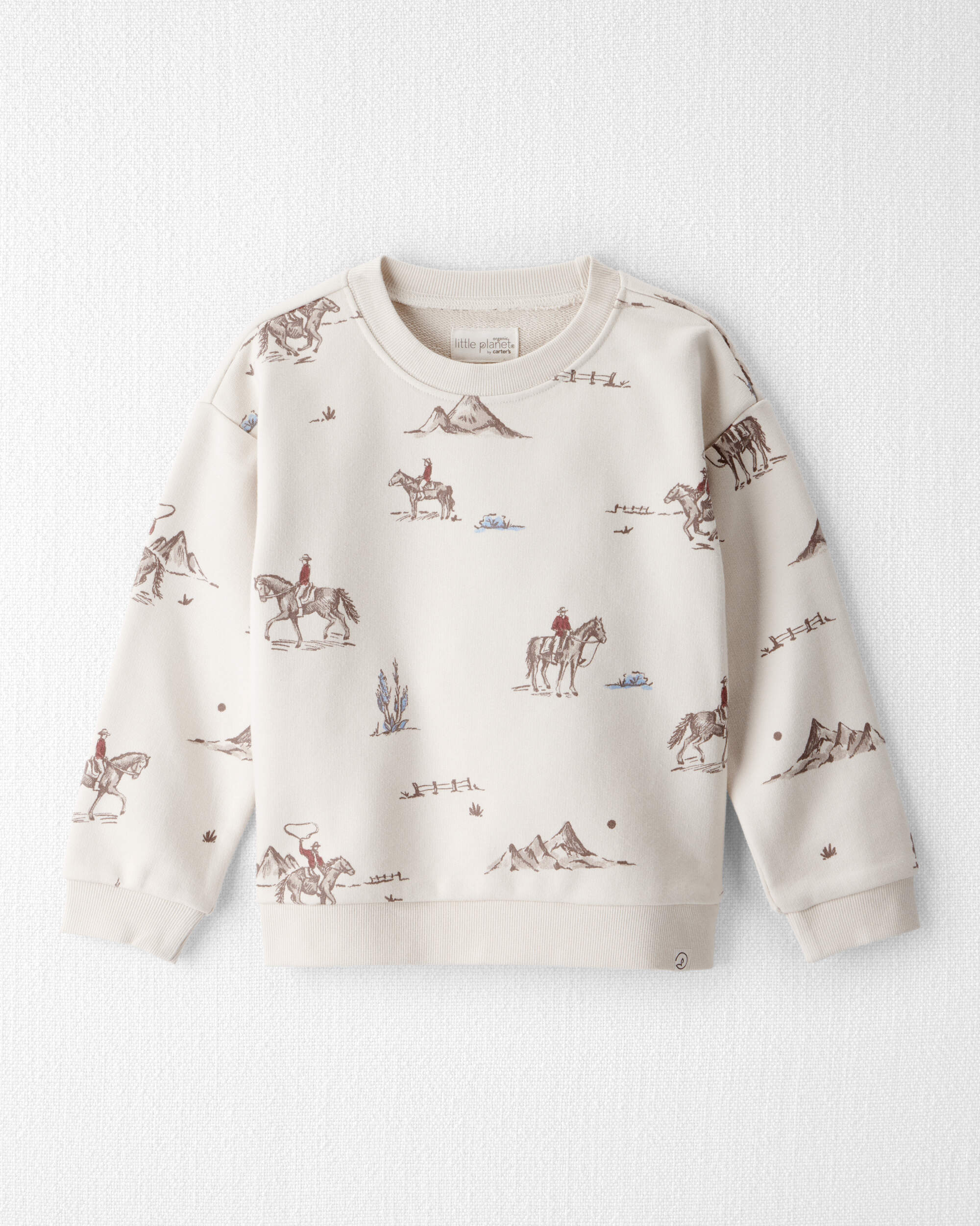 Toddler French Terry Sweatshirt Made with Organic Cotton Western Rodeo Print