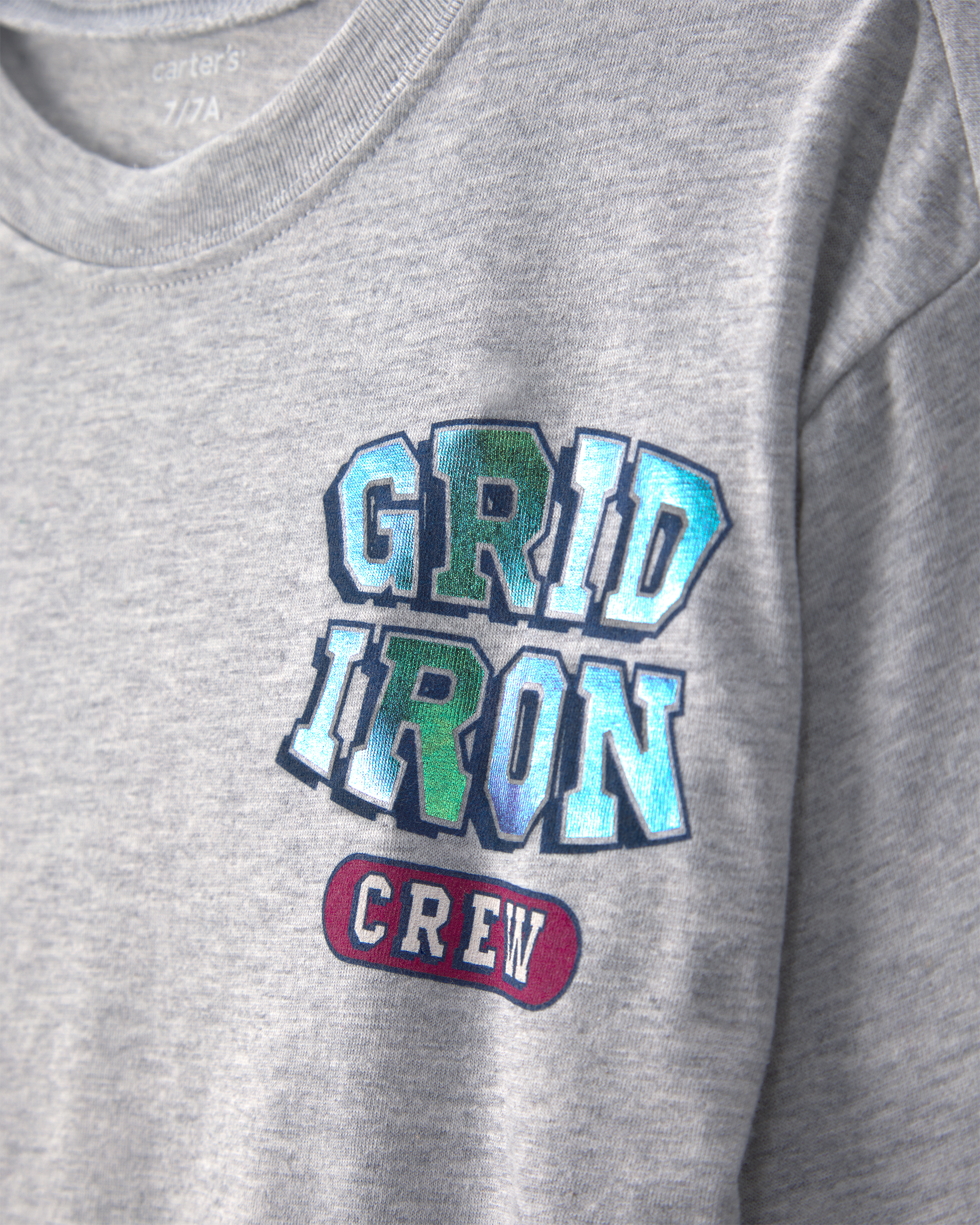 Boys 'Grid Iron Crew' Sports Graphic Tee - Grey