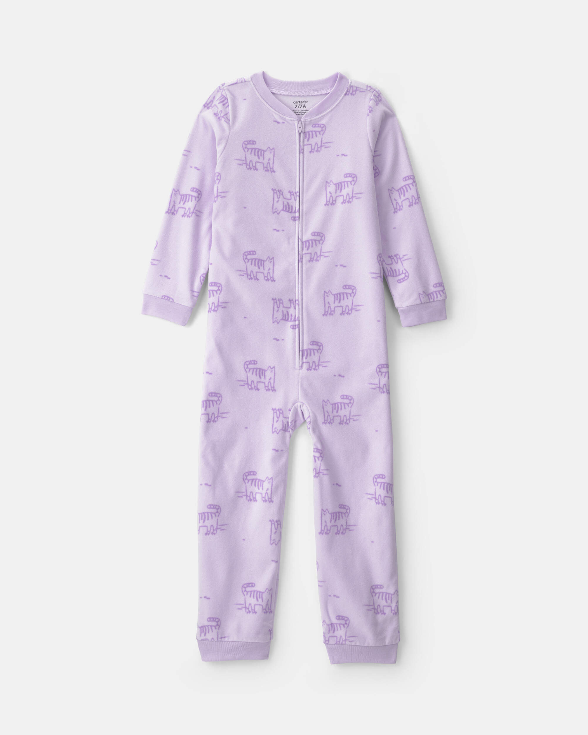 Girls Roller Skating Cat' Long-Sleeve Loose Fit 1-Piece Pyjama