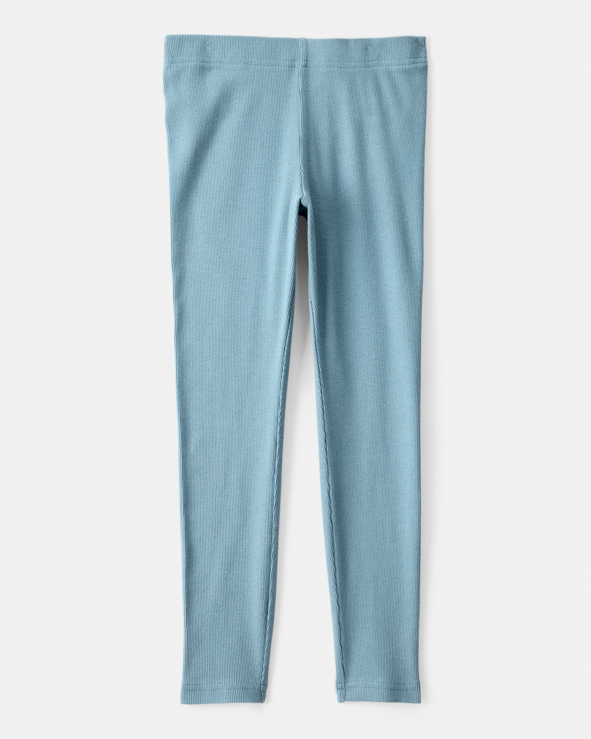 Girls Floral 100% Cotton Pull-On Stretch Leggings - Blue