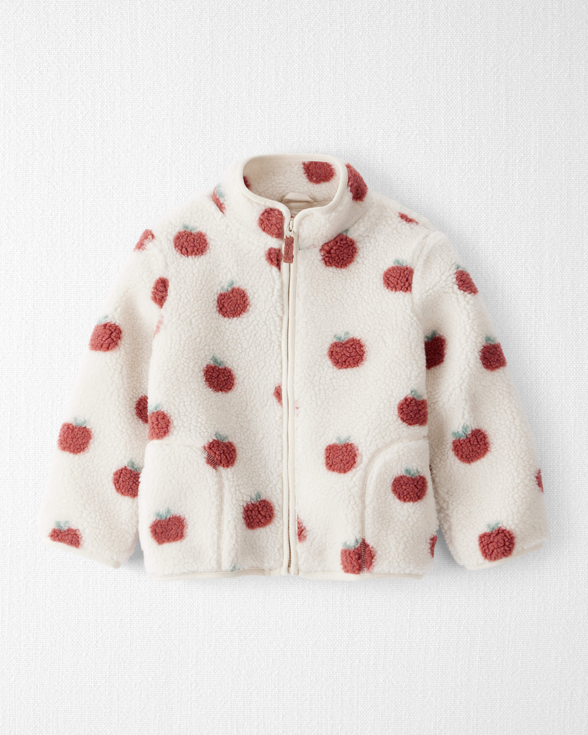 Toddler Recycled Sherpa Jacket Apple Print