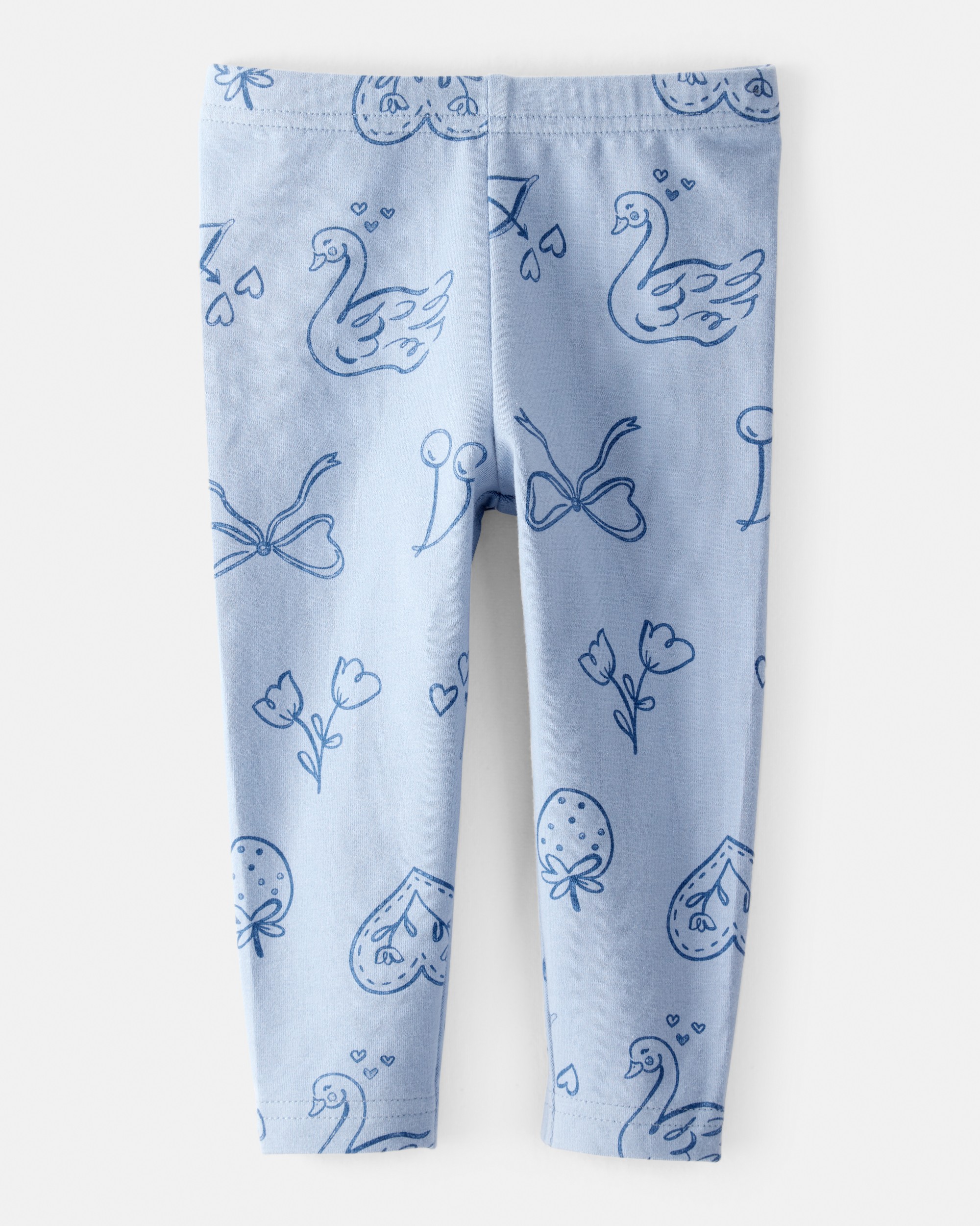 Baby Girl Bow Icon Pull-On Stretch Leggings - Blue