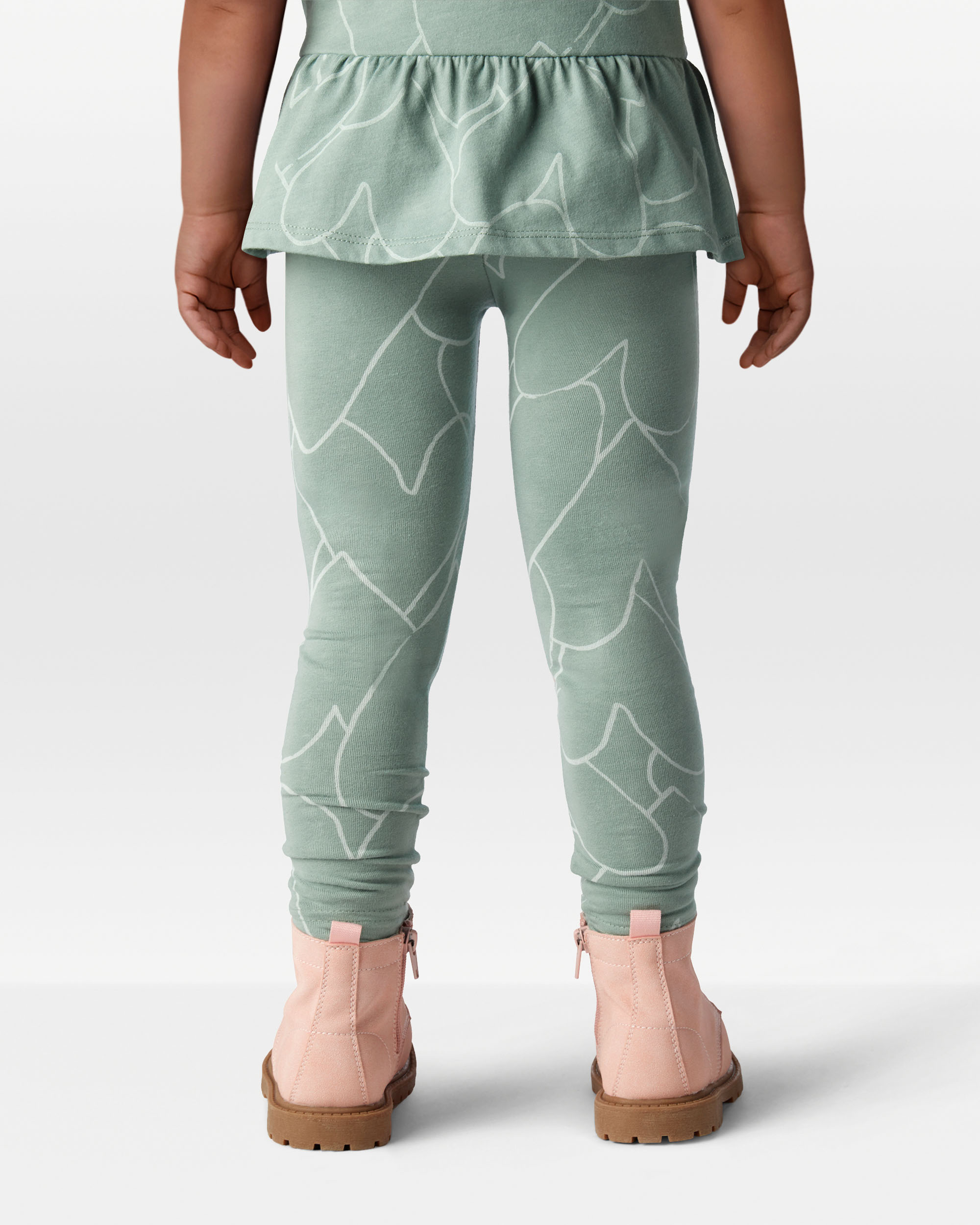 Toddler Girl Cotton Heart Stretch Leggings - Green