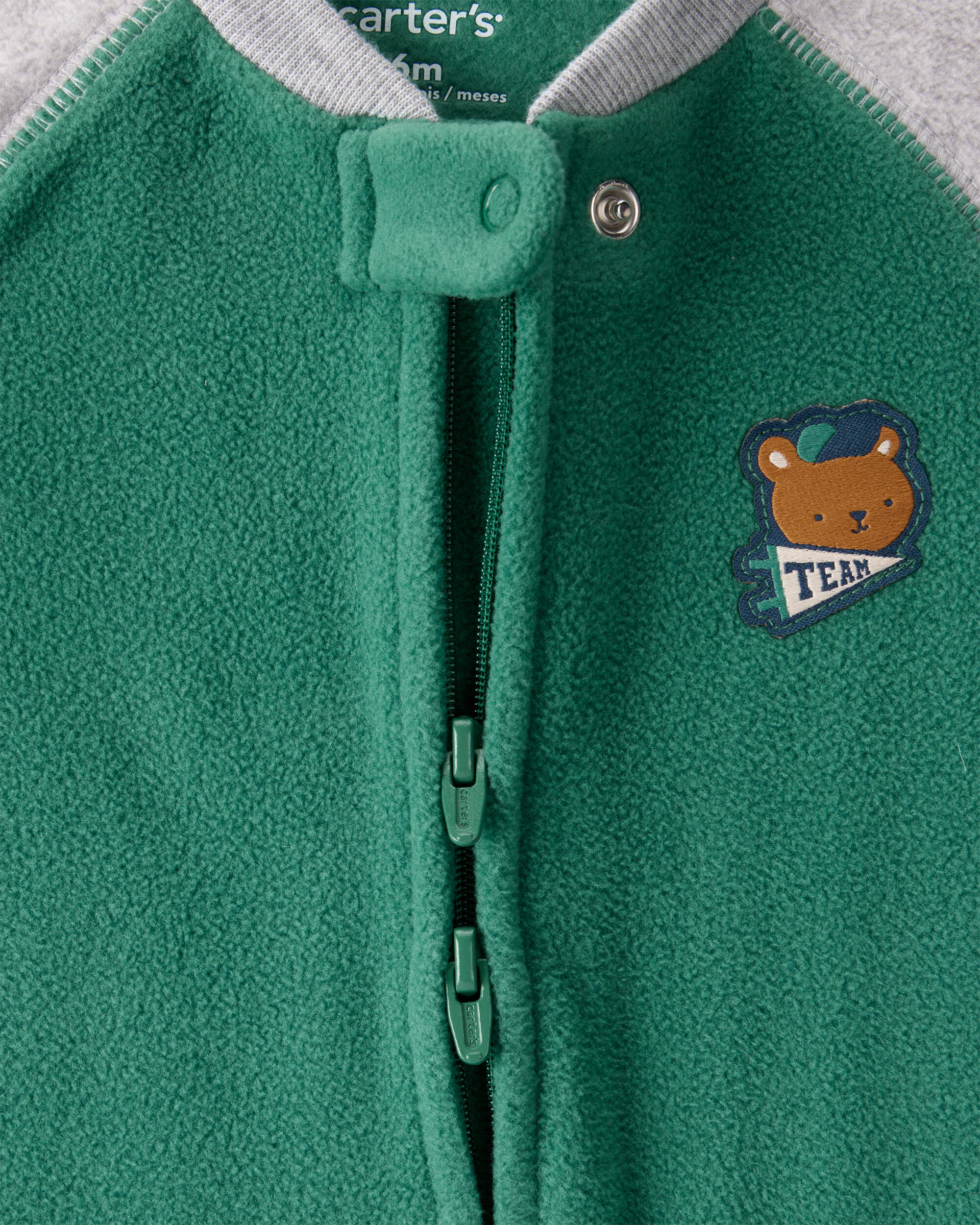 Baby Boy Bear Loose Fit Long-Sleeve Sleeper- Green