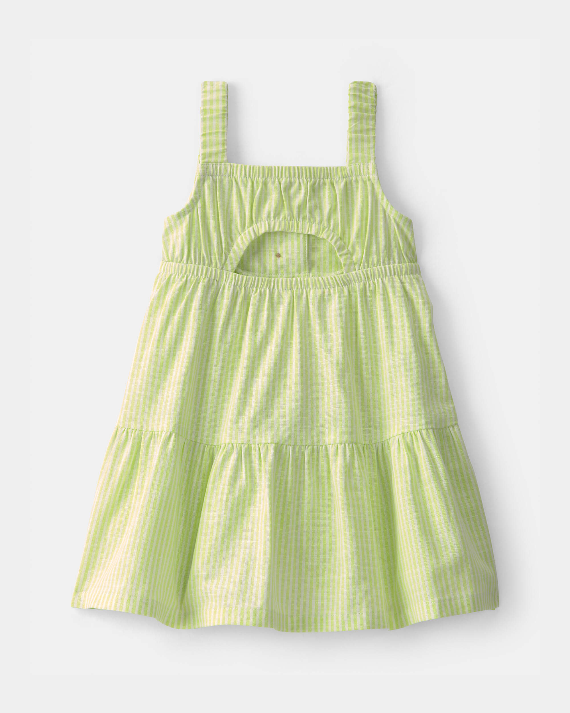Baby Girl Striped Tiered Dress - Green