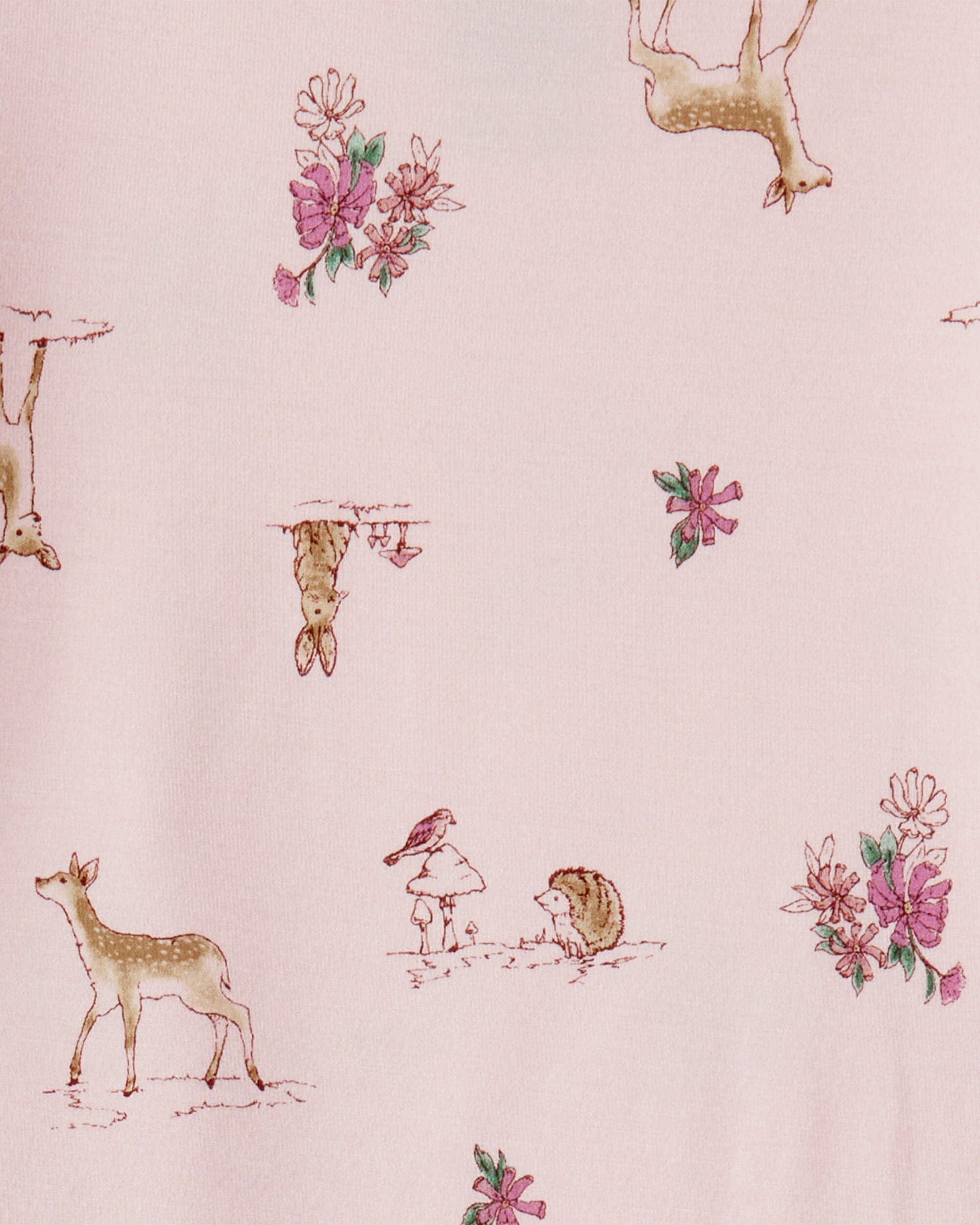 Toddler Girl Deer & Floral Print PurelySoft Long-Sleeve 2-Piece pyjamas - Pink