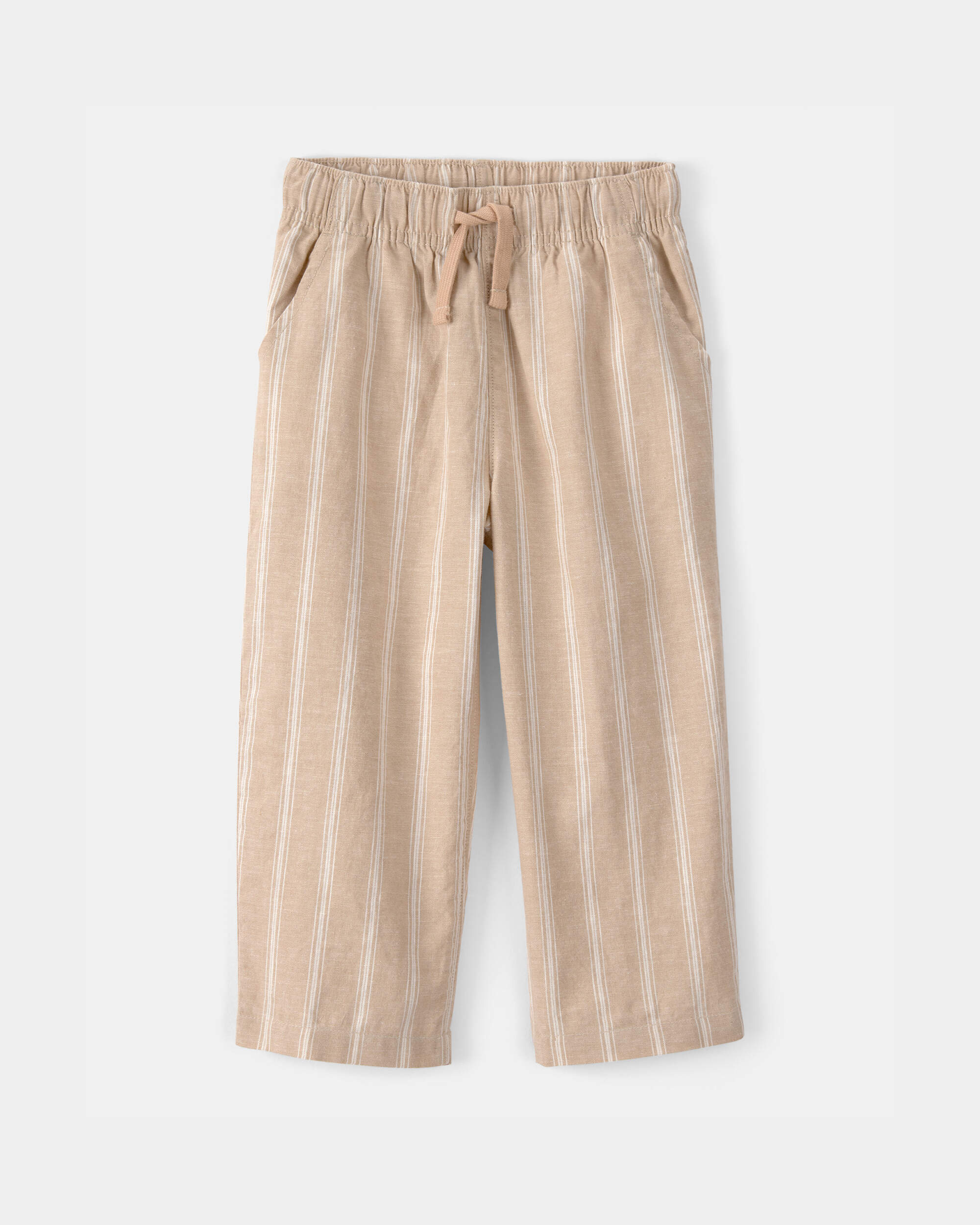 Toddler Striped Linen Pants - Brown