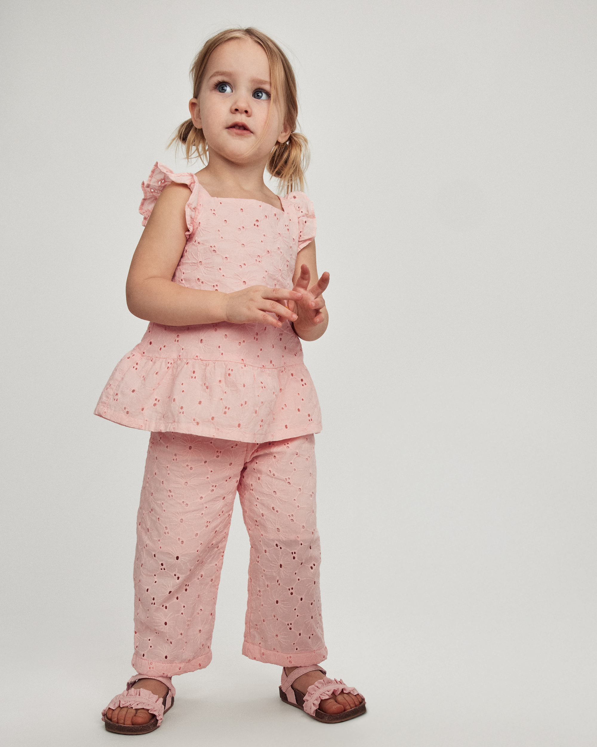 Toddler Girl Eyelet Top - Pink