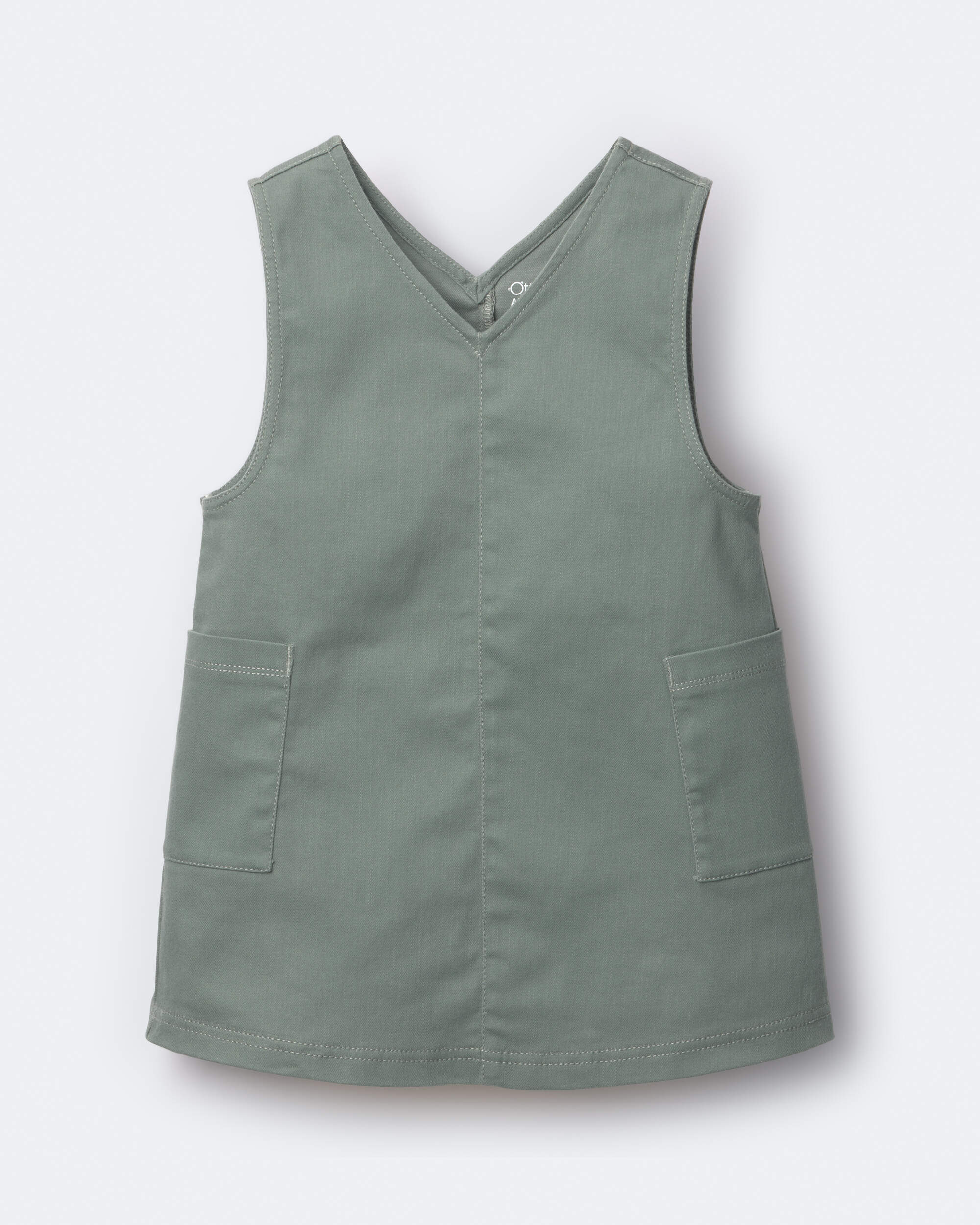 Toddler Girl Otter Pocket Denim Jumper - Olive