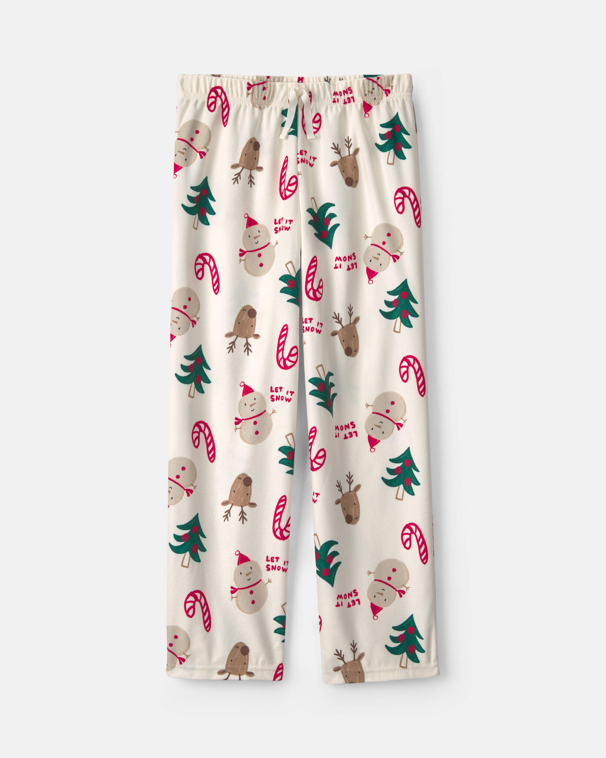 Kids Christmas Icon Fleece Loose Fit Pyjama Bottoms - Cream