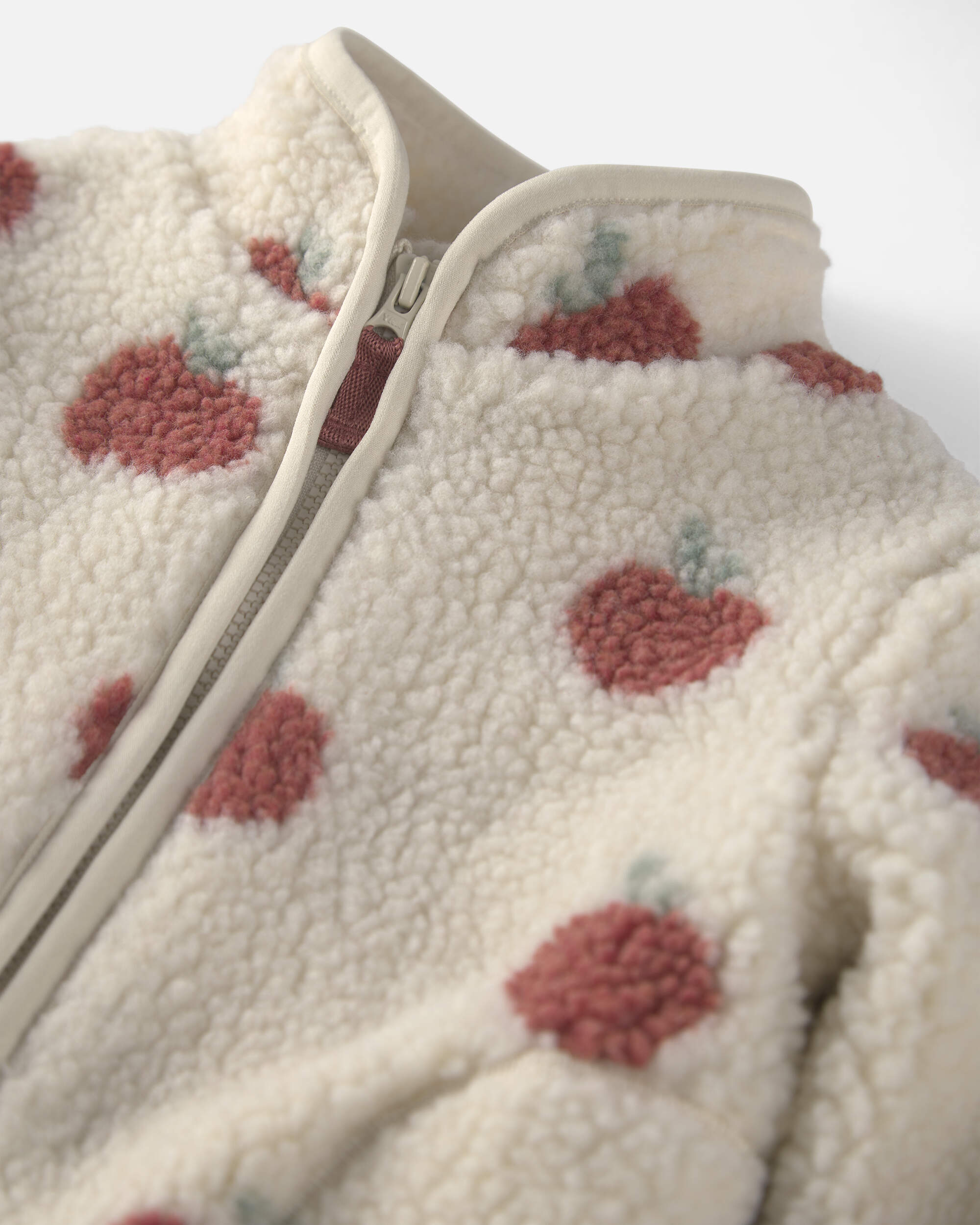 Baby Girl Recycled Teddy Fleece Jacket Apples