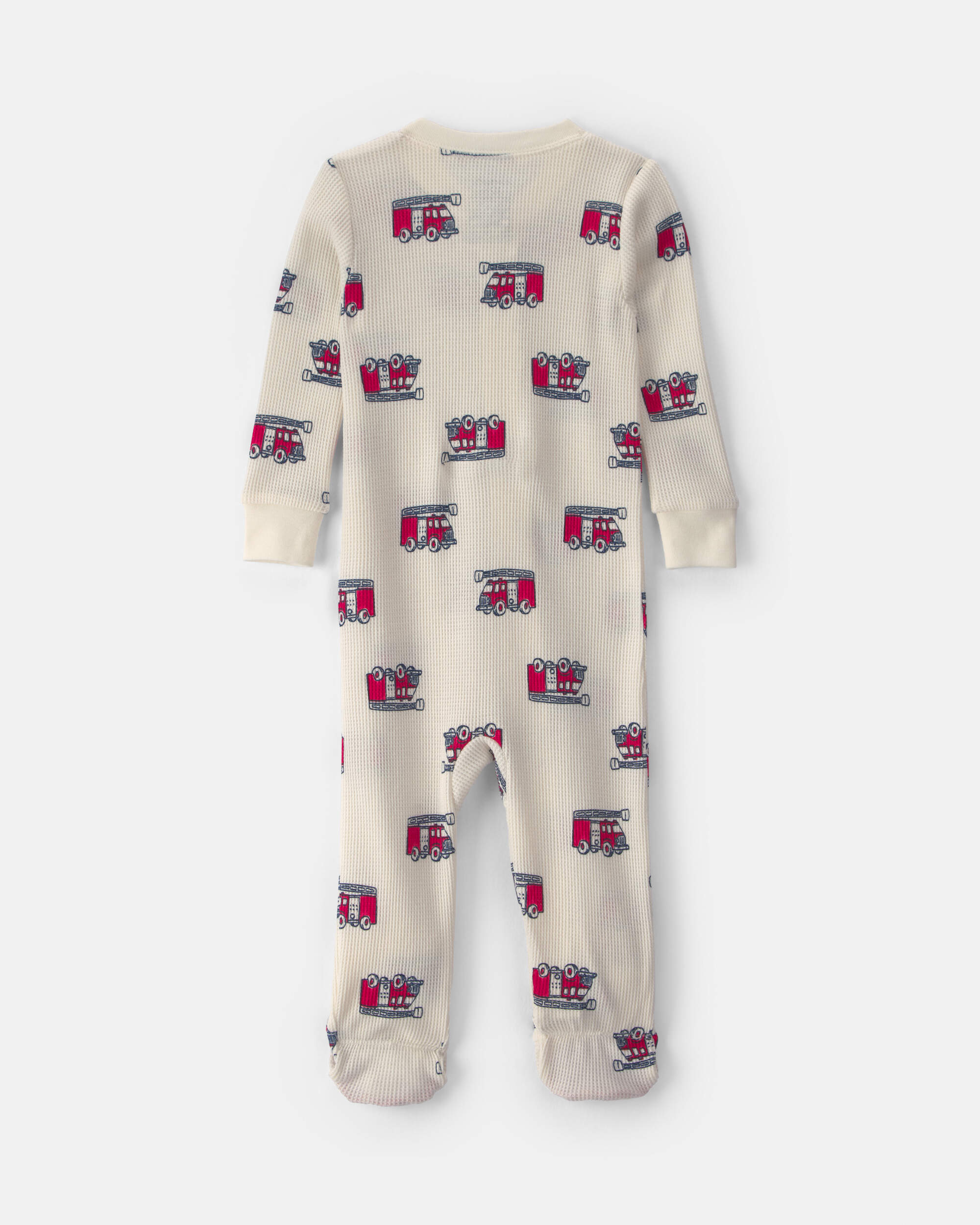 Baby Boy 1-Piece Firetrucks Thermal Snug Fit Pyjama - Cream