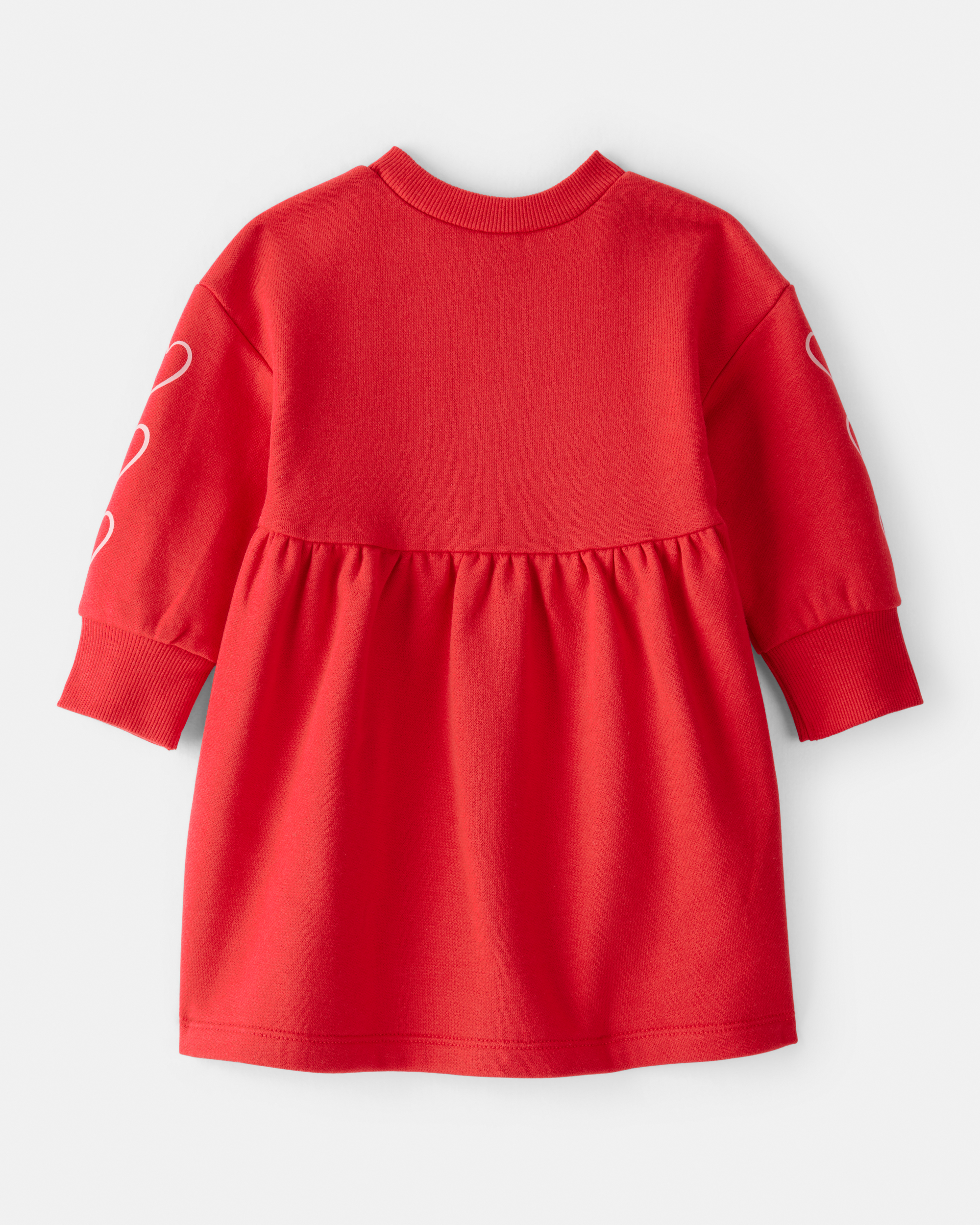 Baby Girl Heart Fleece Long-Sleeve Dress - Red