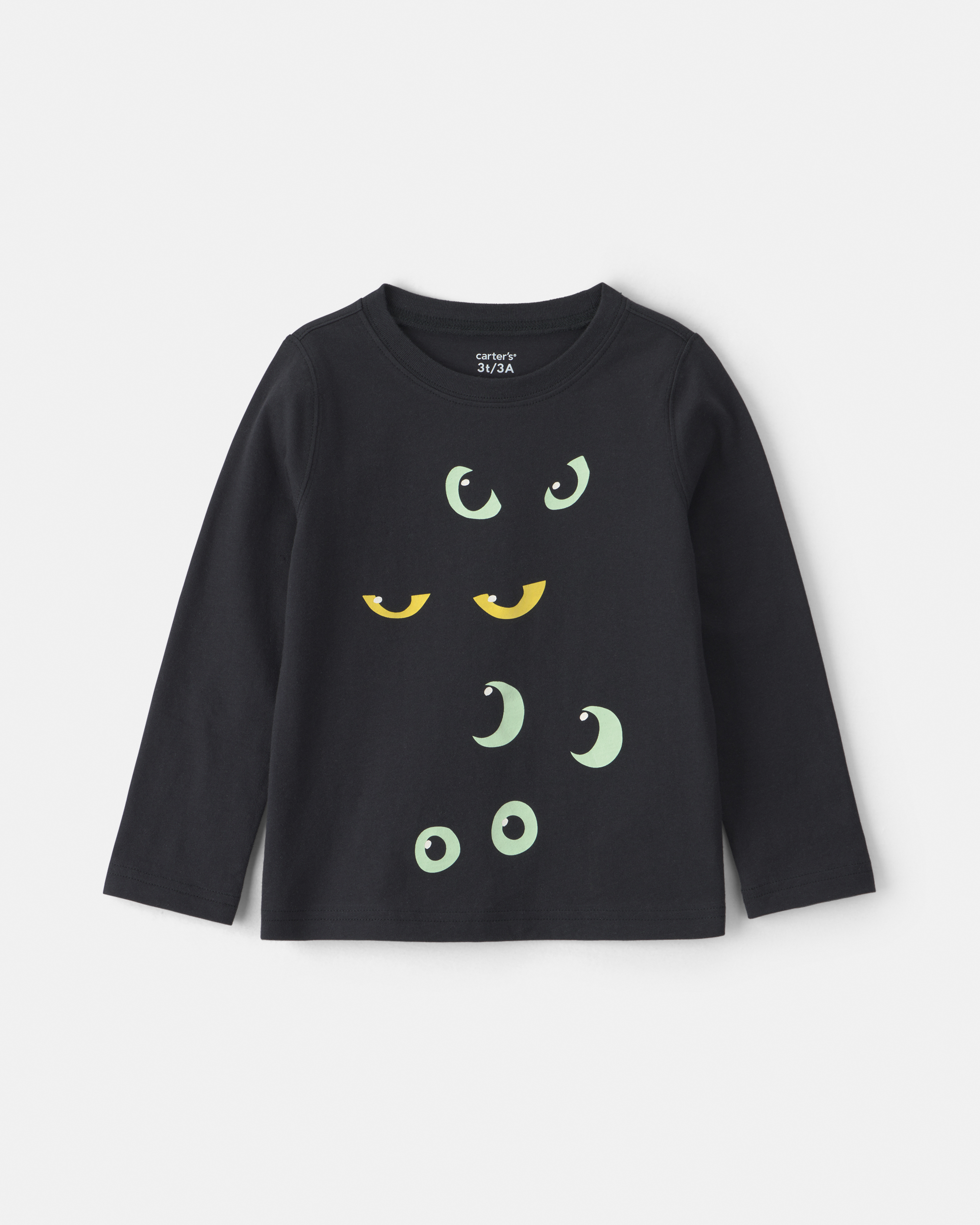 Toddler Halloween Eyes Long-Sleeve Graphic Tee - Black