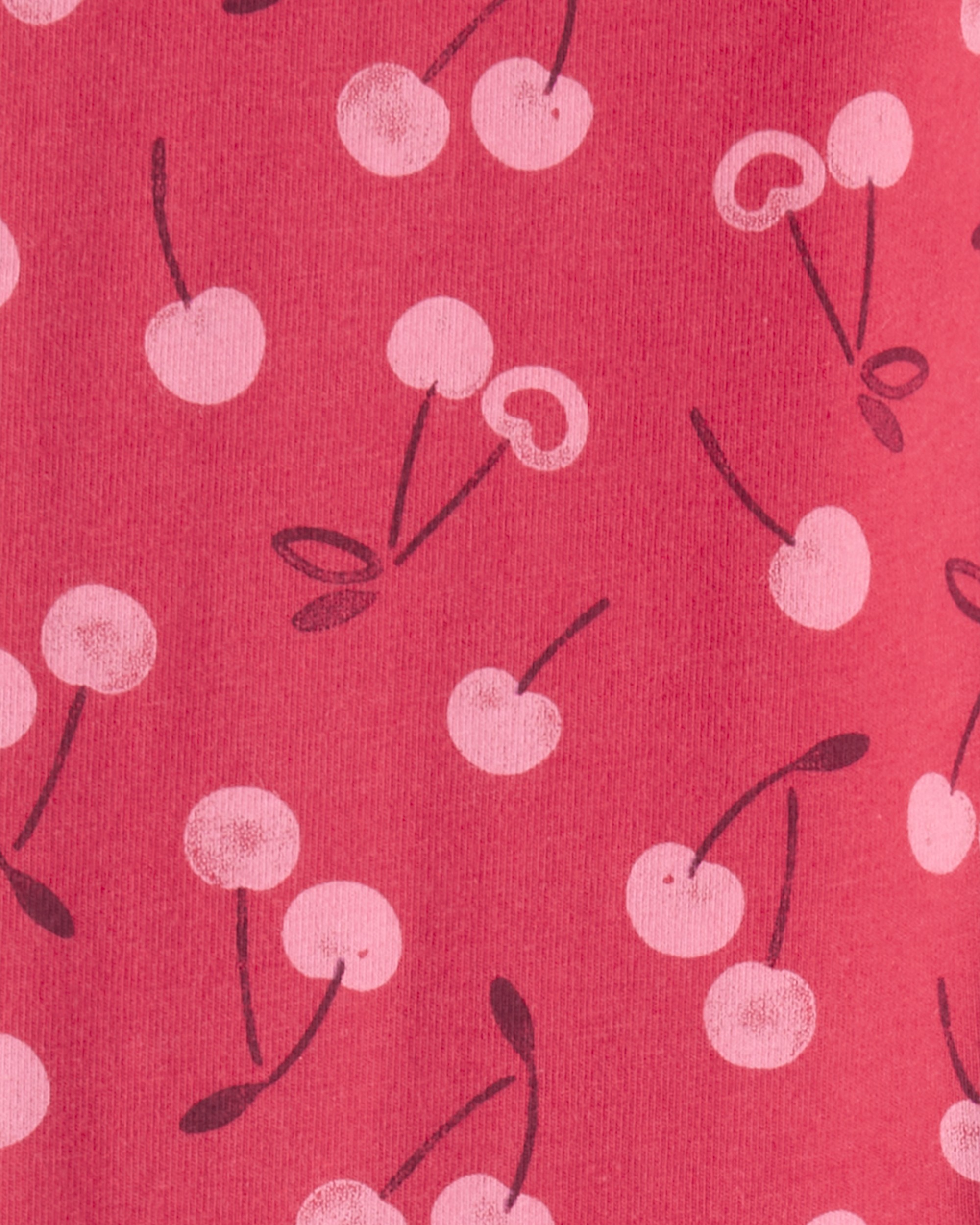 Girls Cherry Pull-On Stretch Leggings - Pink