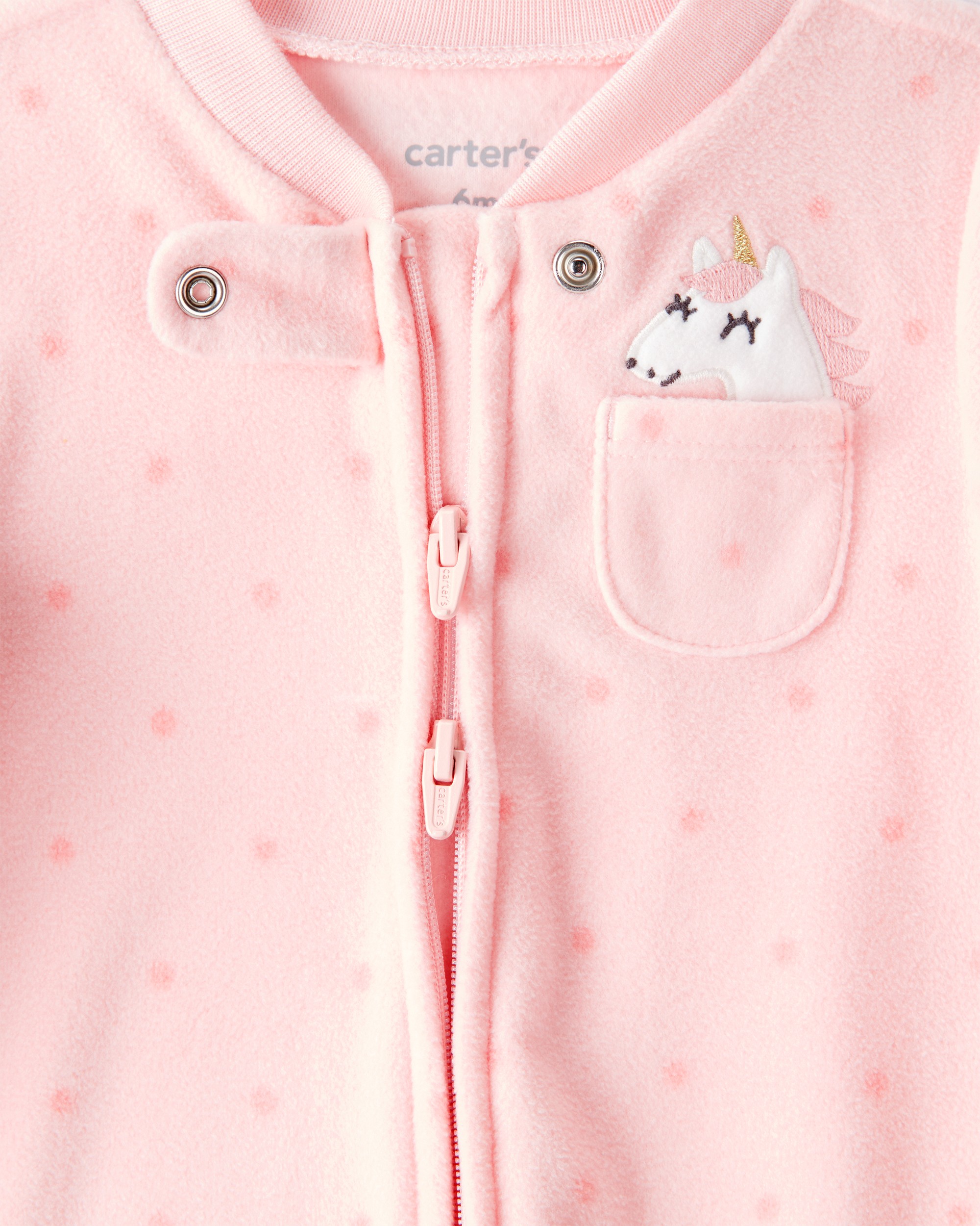Baby Girl Unicorn Print Loose Fit Long-Sleeve Sleeper - Pink