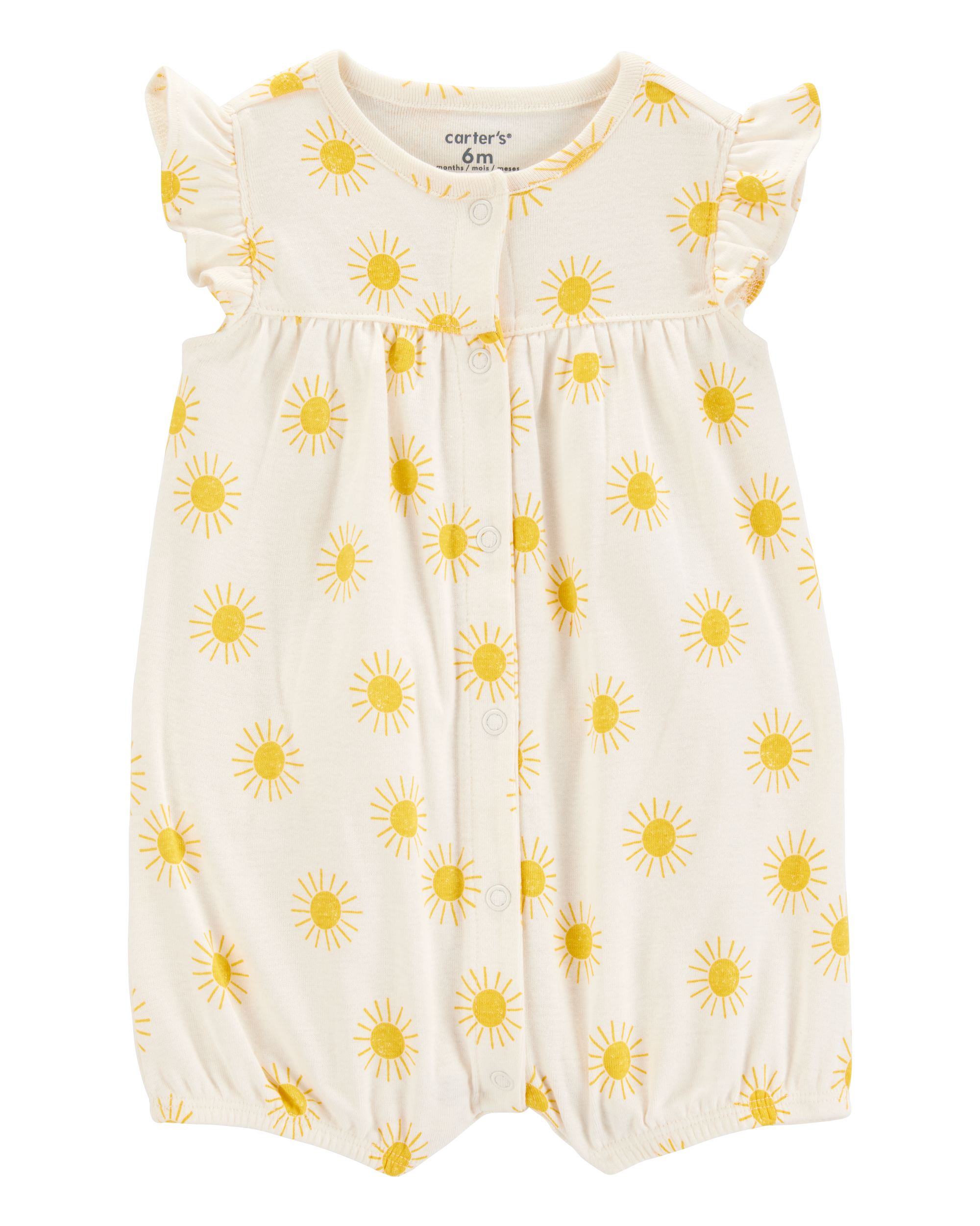 Baby Sun Cotton Short-Sleeve Romper - Cream