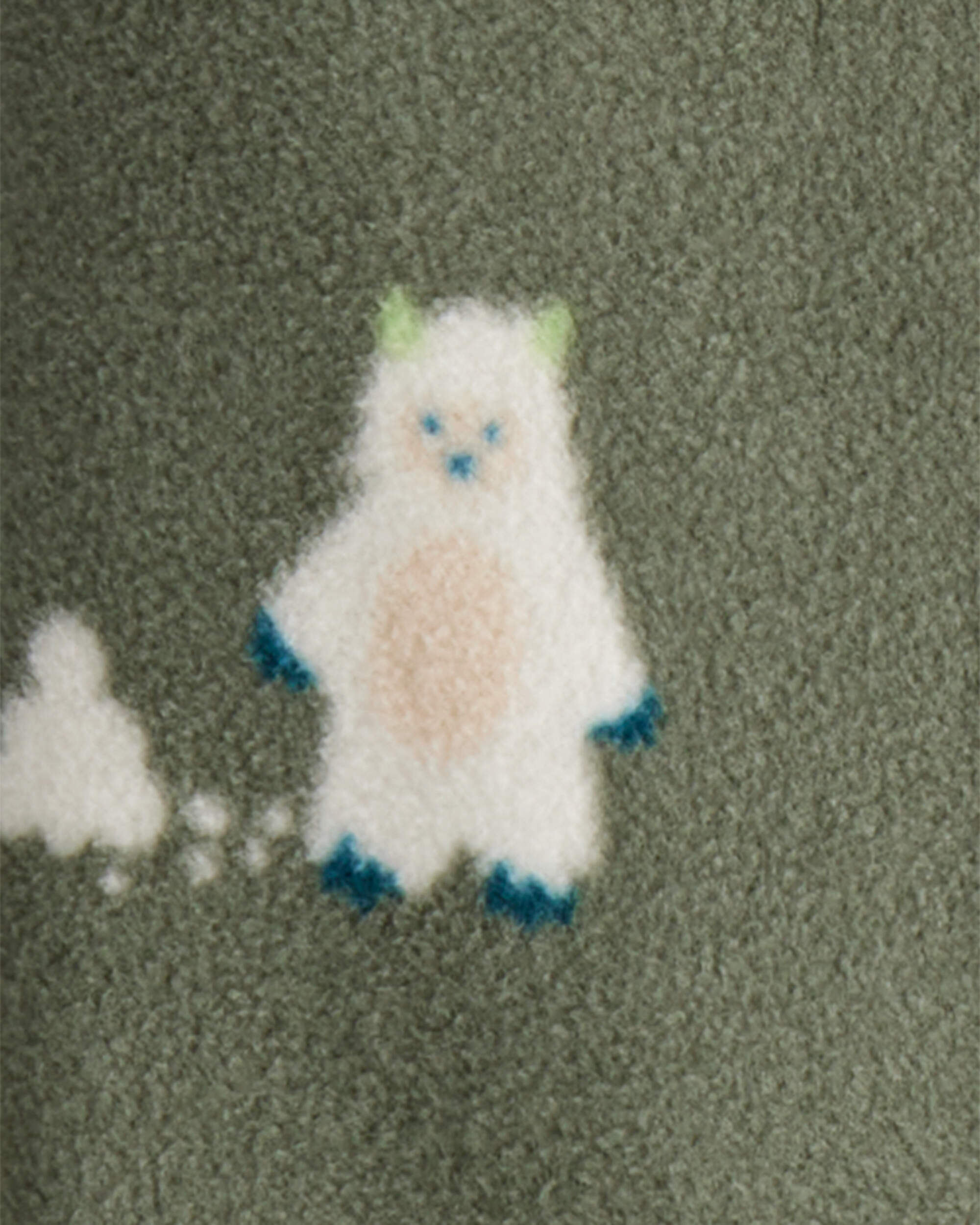 Baby Boy Yeti Fleece Loose Fit 2-Way Zip Sleeper - Green