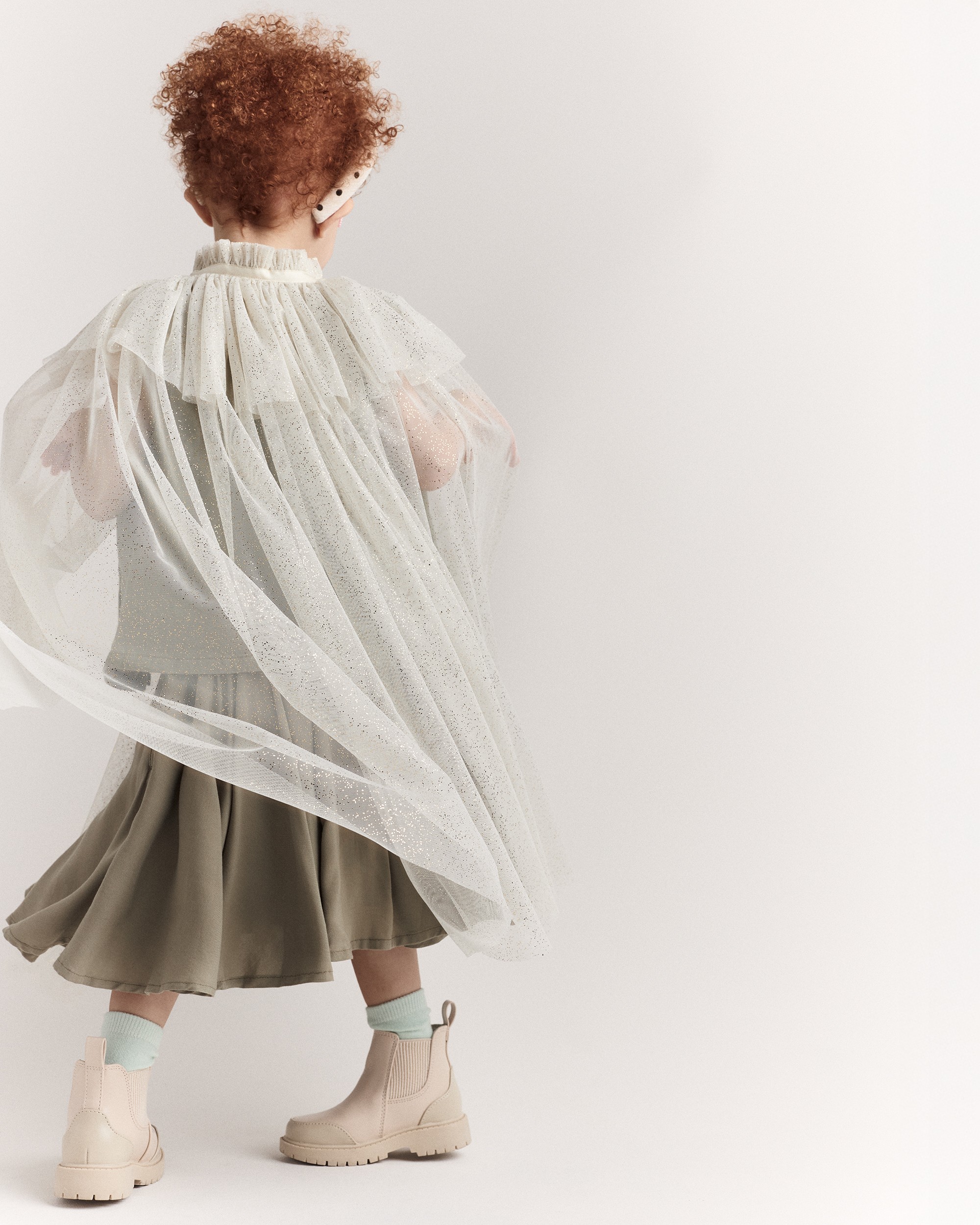 Toddler Girl Confetti Dress Up Cape - Cream/Gold