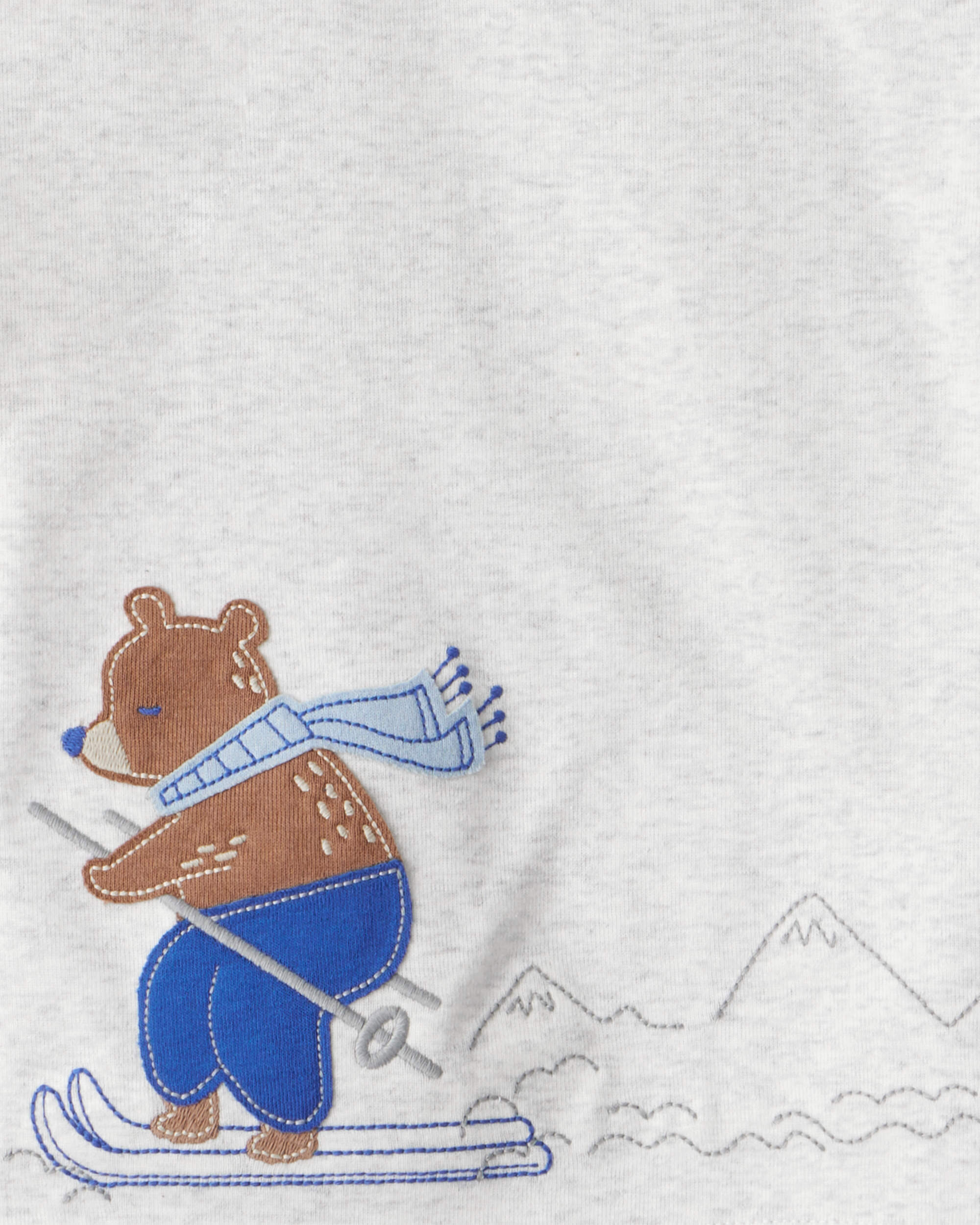 Toddler Boy Woodland Print Cotton Long-Sleeve Snug Fit 4-Piece Pyjamas - White/Blue