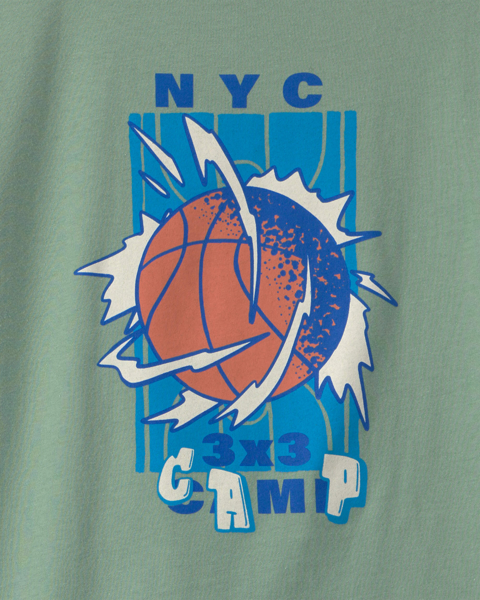 Boys 'NYC Camp' Basketball Game Day Long-Sleeve Graphic Tee - Green