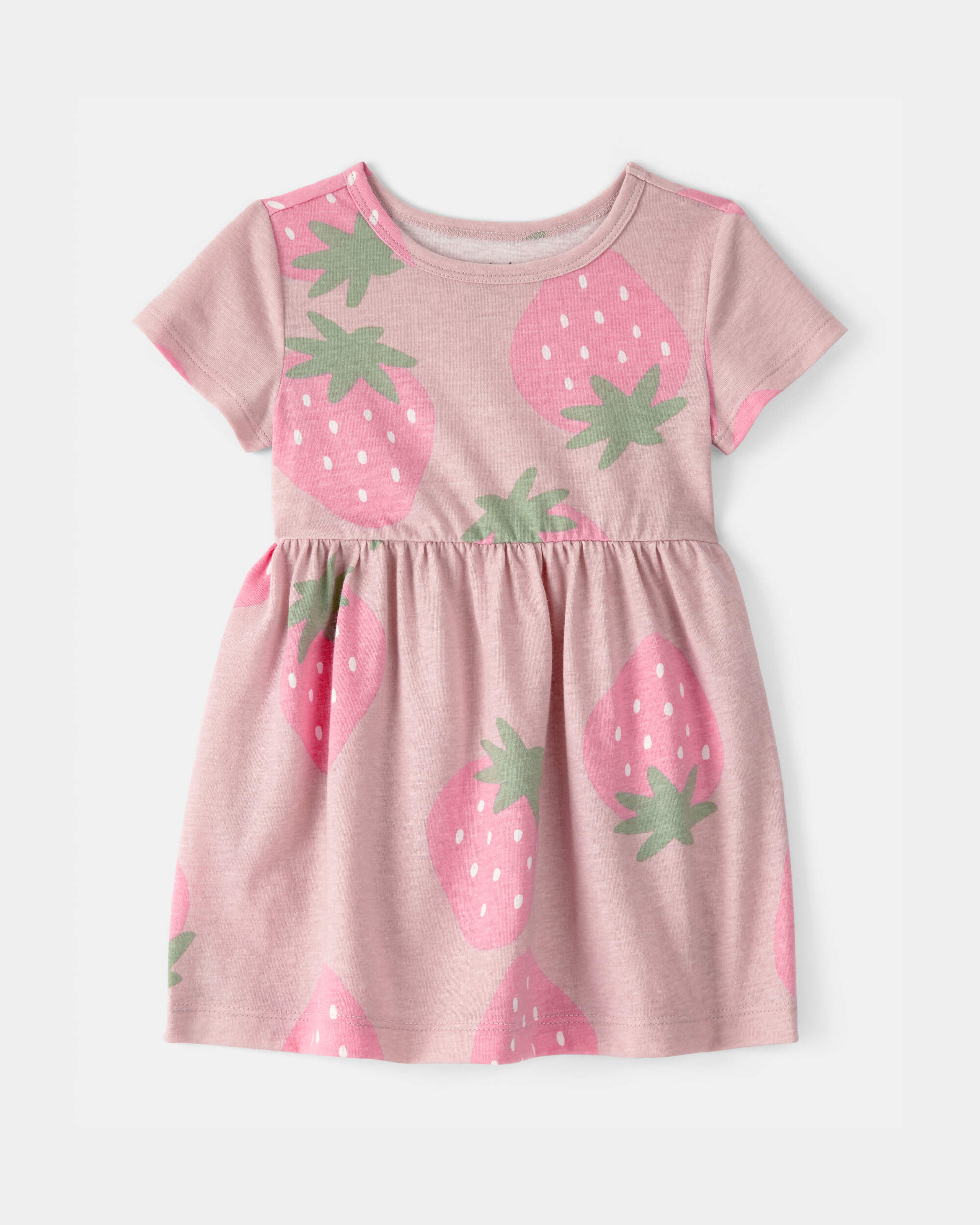Baby Girl Strawberry Short-Sleeve Dress - Pink