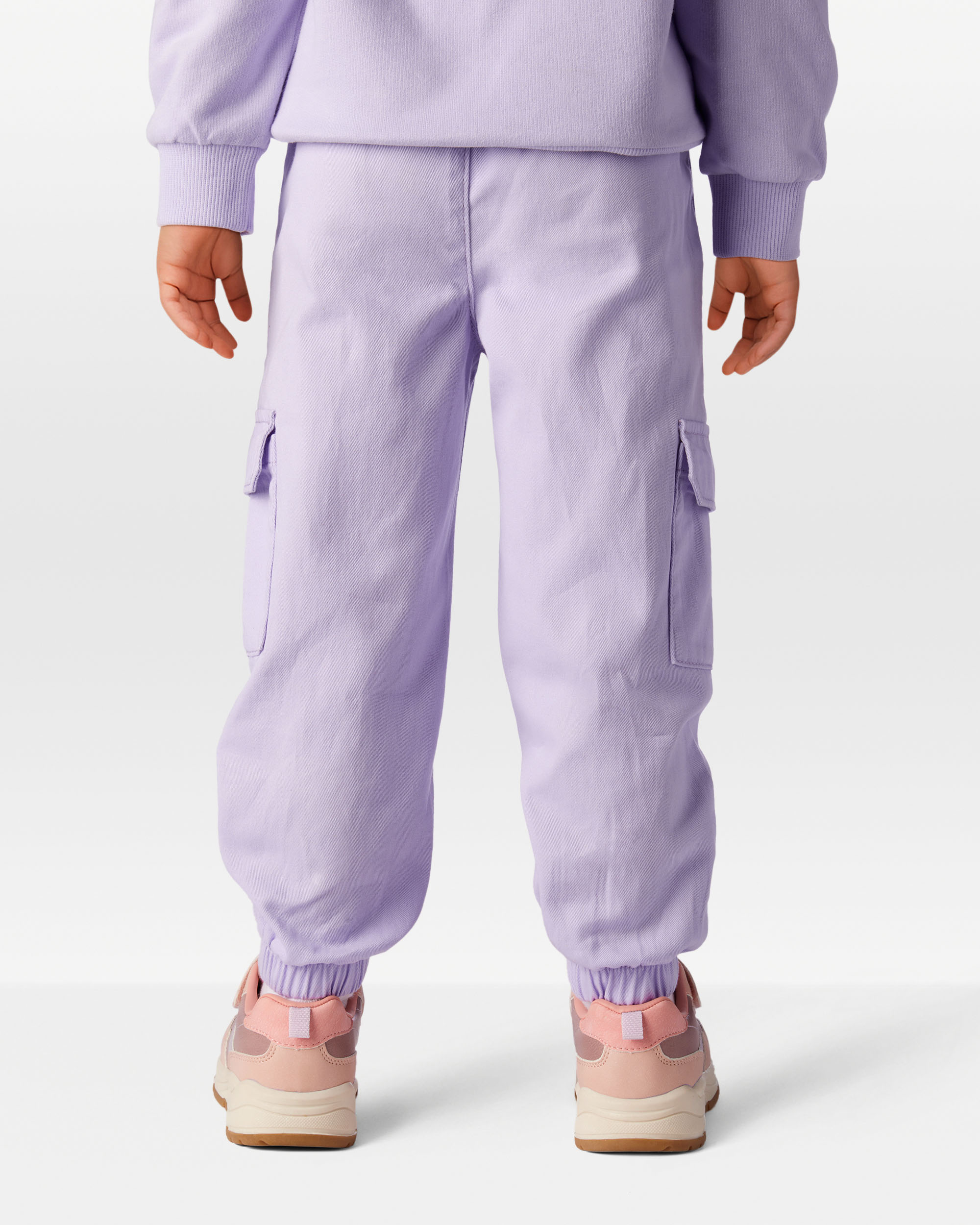 Toddler Girl Cotton Cargo Joggers - Purple