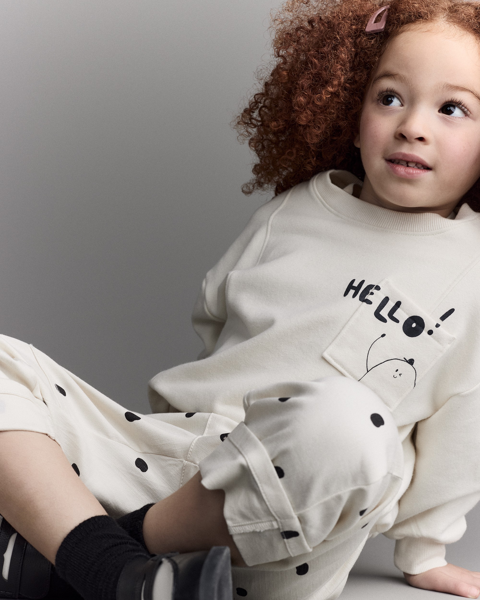 Toddler Hello!' Pullover Sweatshirt - Cream
