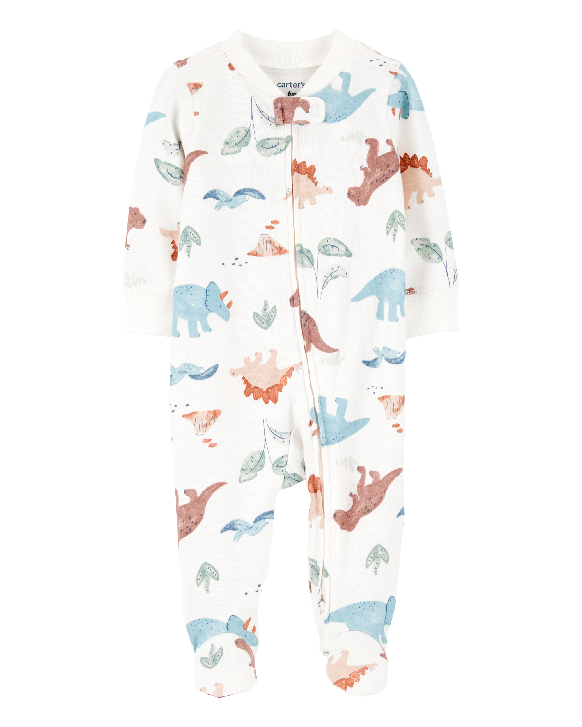 Baby Dinosaur 2-Way Zip Cotton Sleeper pyjamas