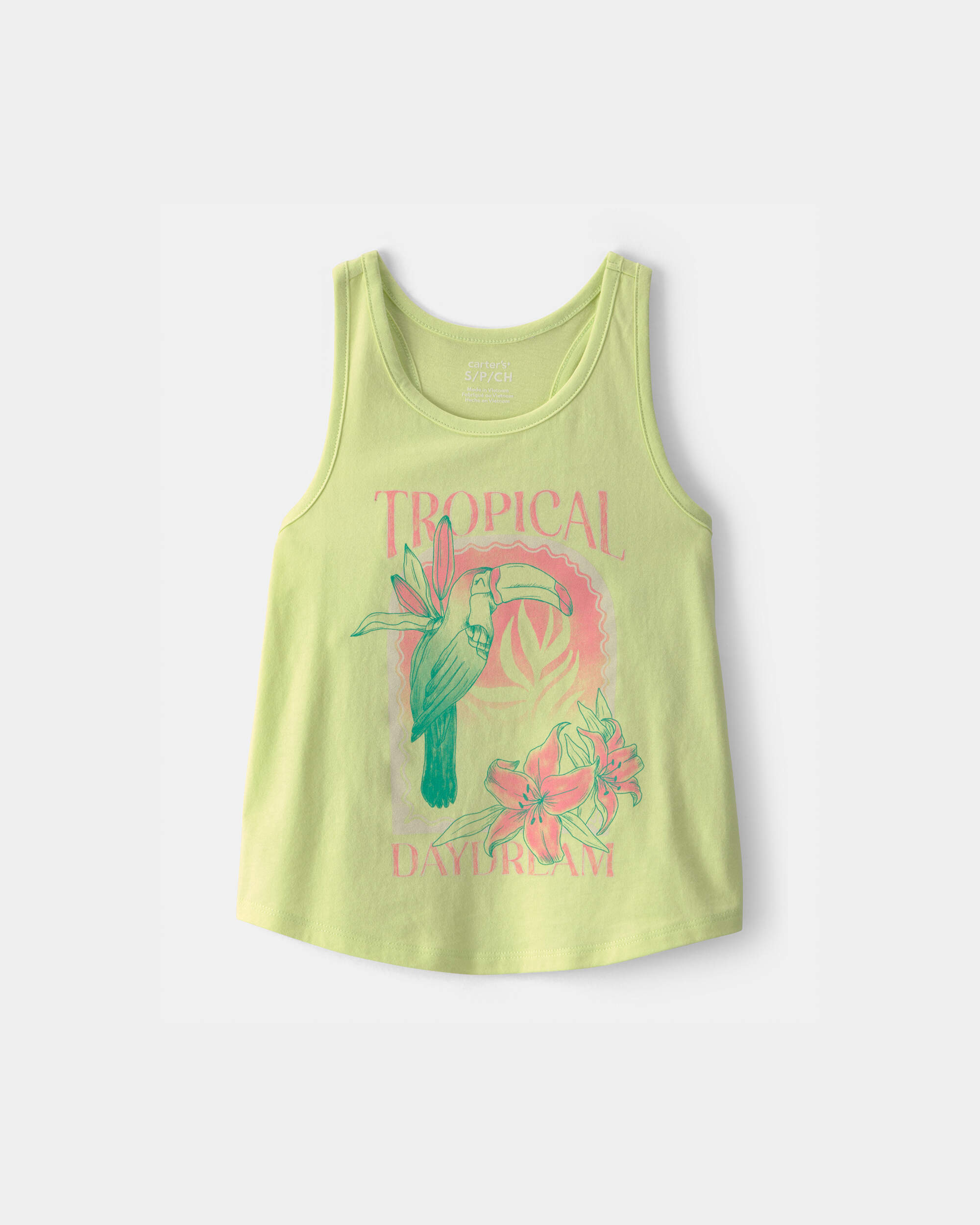 Girls 'Tropical Daydream' Toucan Graphic Tank - Green