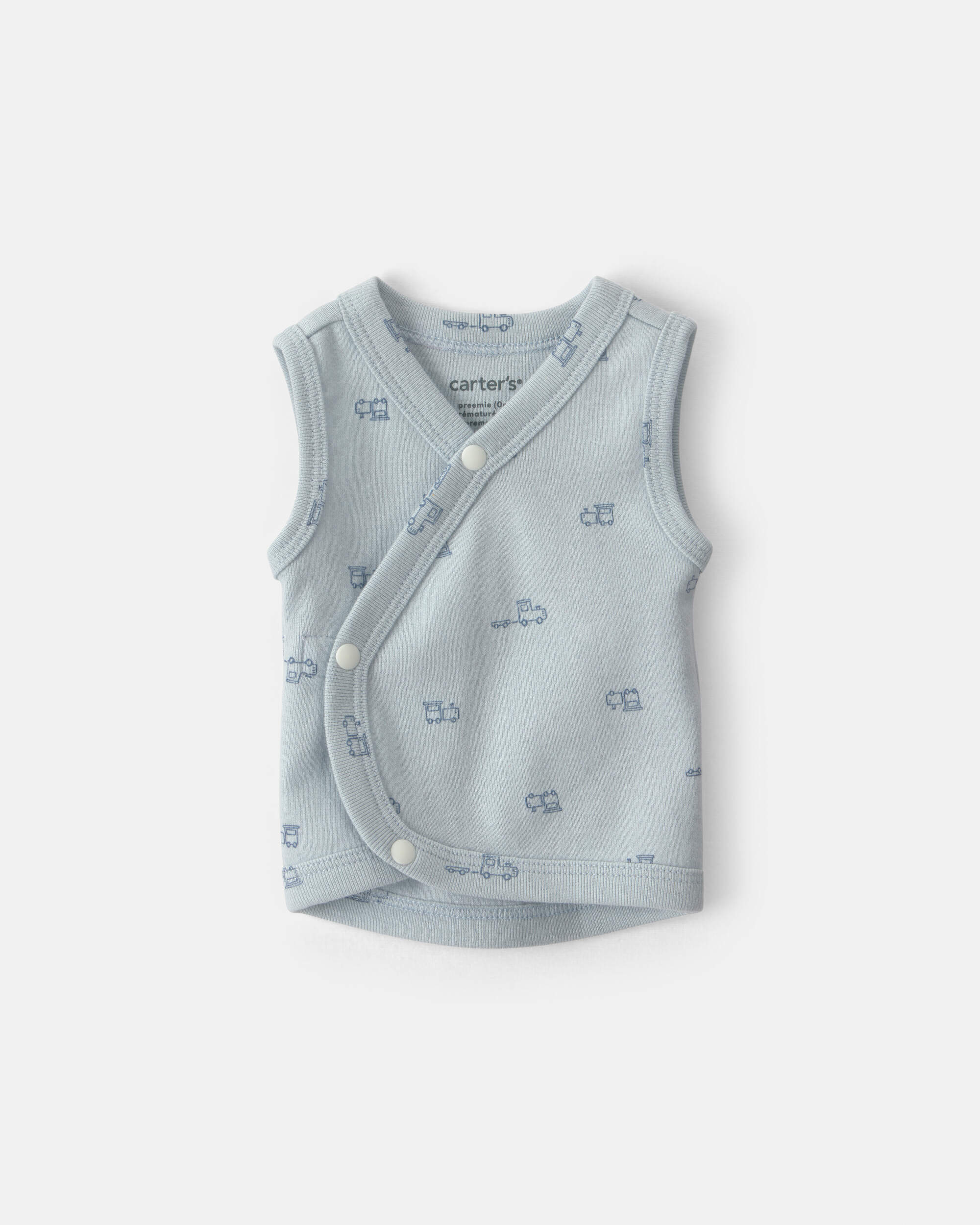 Baby Boy Train Side-Snap Tank - Blue