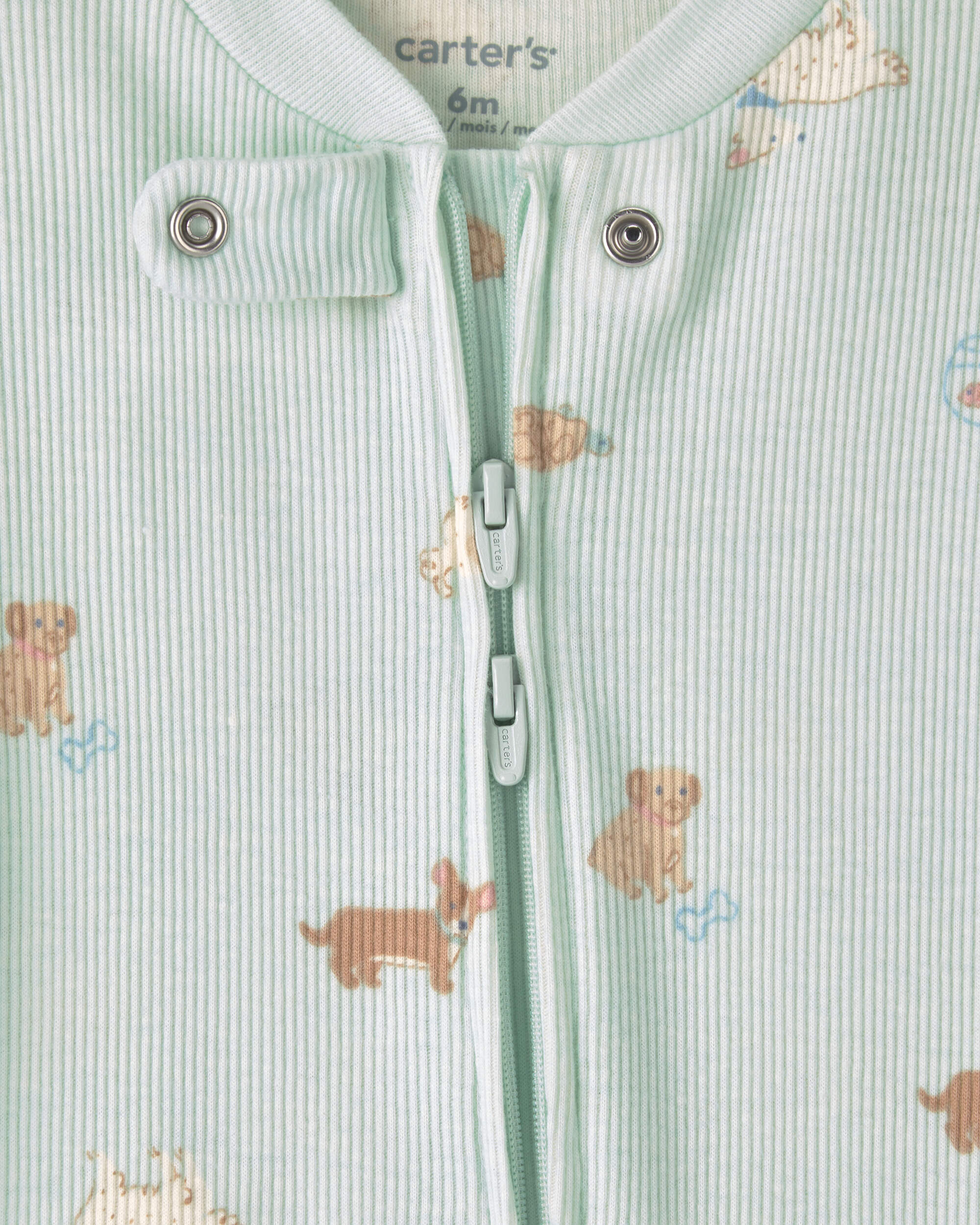 Baby Girl Pets Cotton 2-Way Zip Sleeper - Green