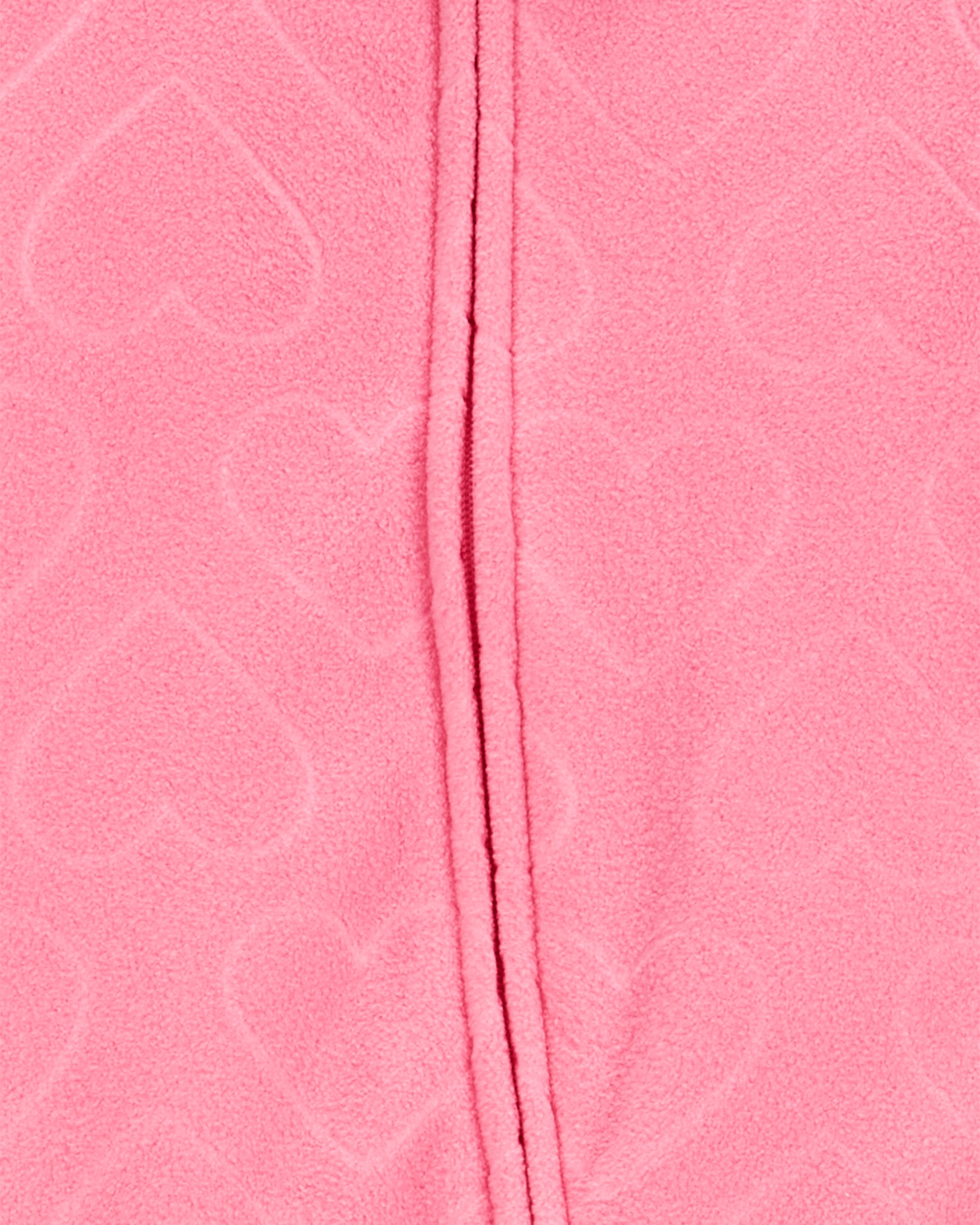 Baby Girl Heart Print Loose Fit Long-Sleeve 2-Way Zip Sleeper - Pink