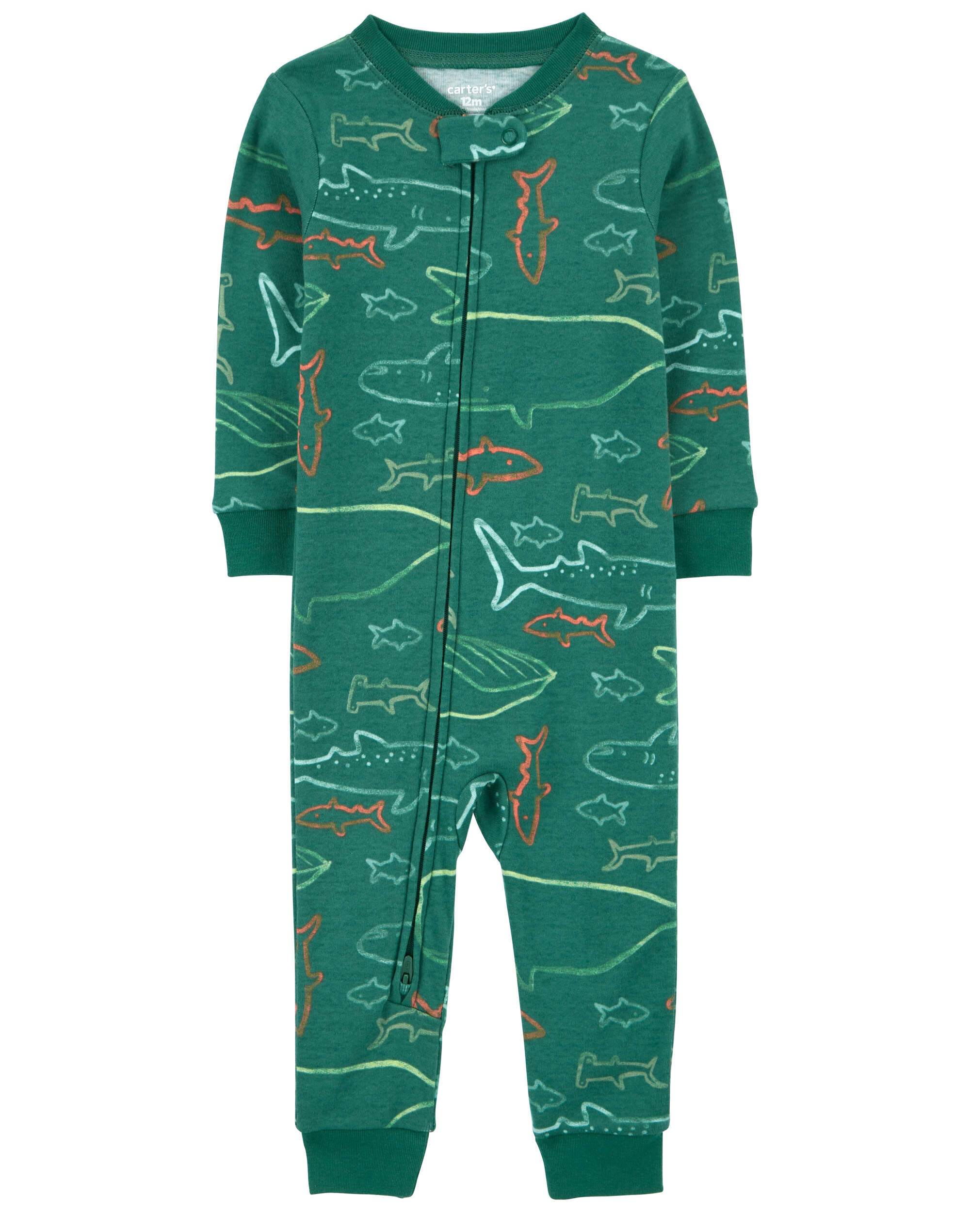 1-Piece Shark 100% Snug Fit Cotton Footless Pyjamas